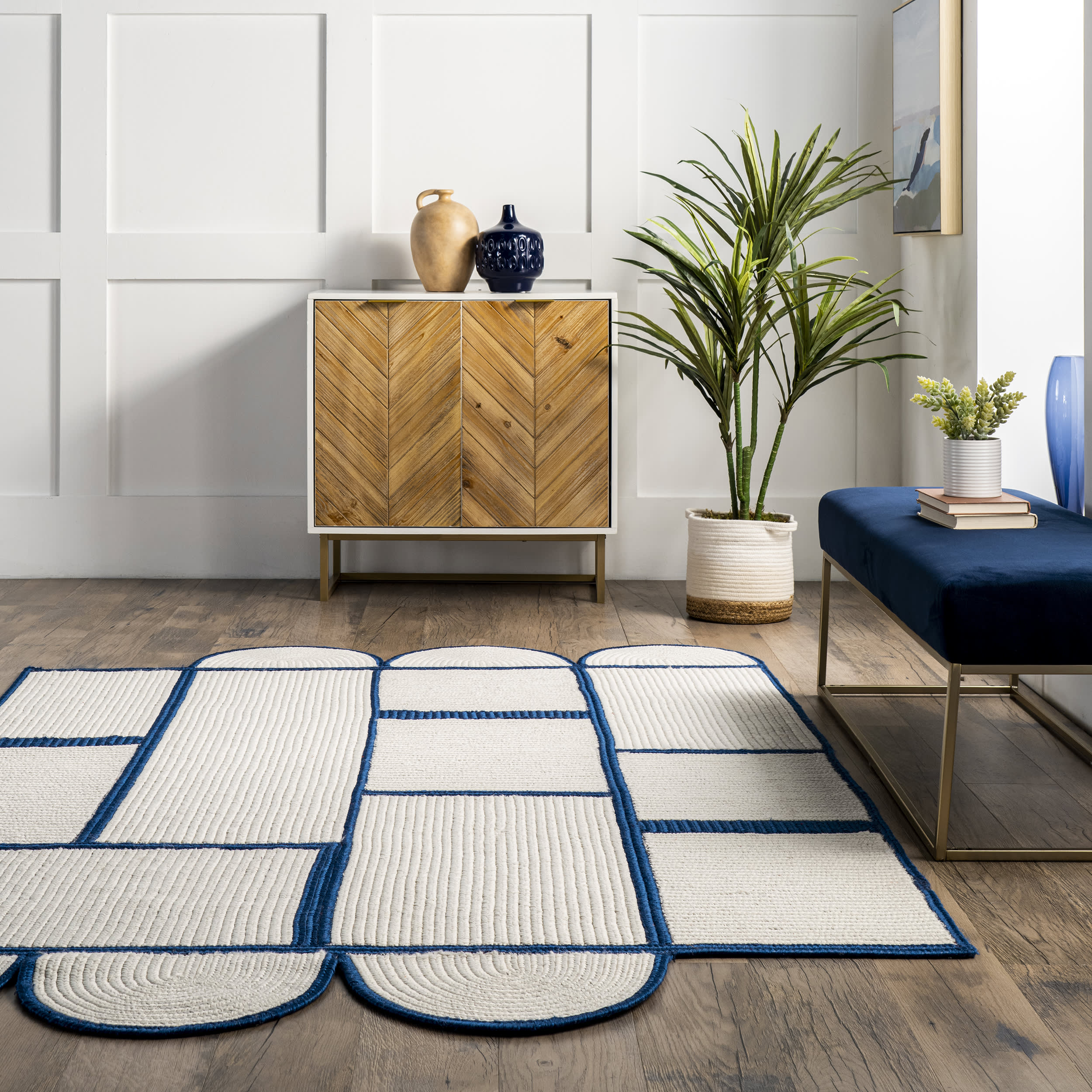 Maggie Contemporary Shapes Indoor/Outdoor Rug | Blue - Image 4