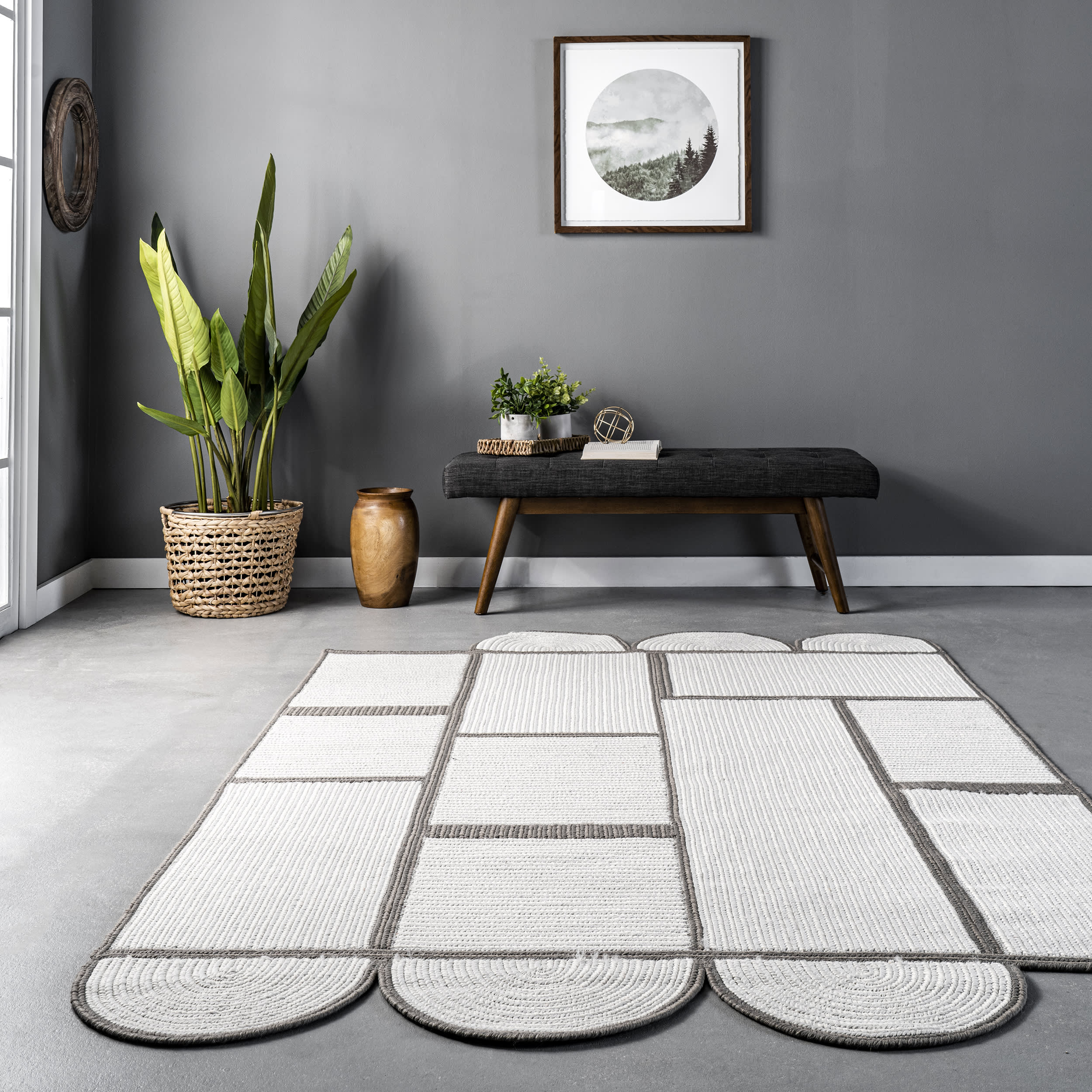 Maggie Contemporary Shapes Indoor/Outdoor Rug | Brown - Image 4