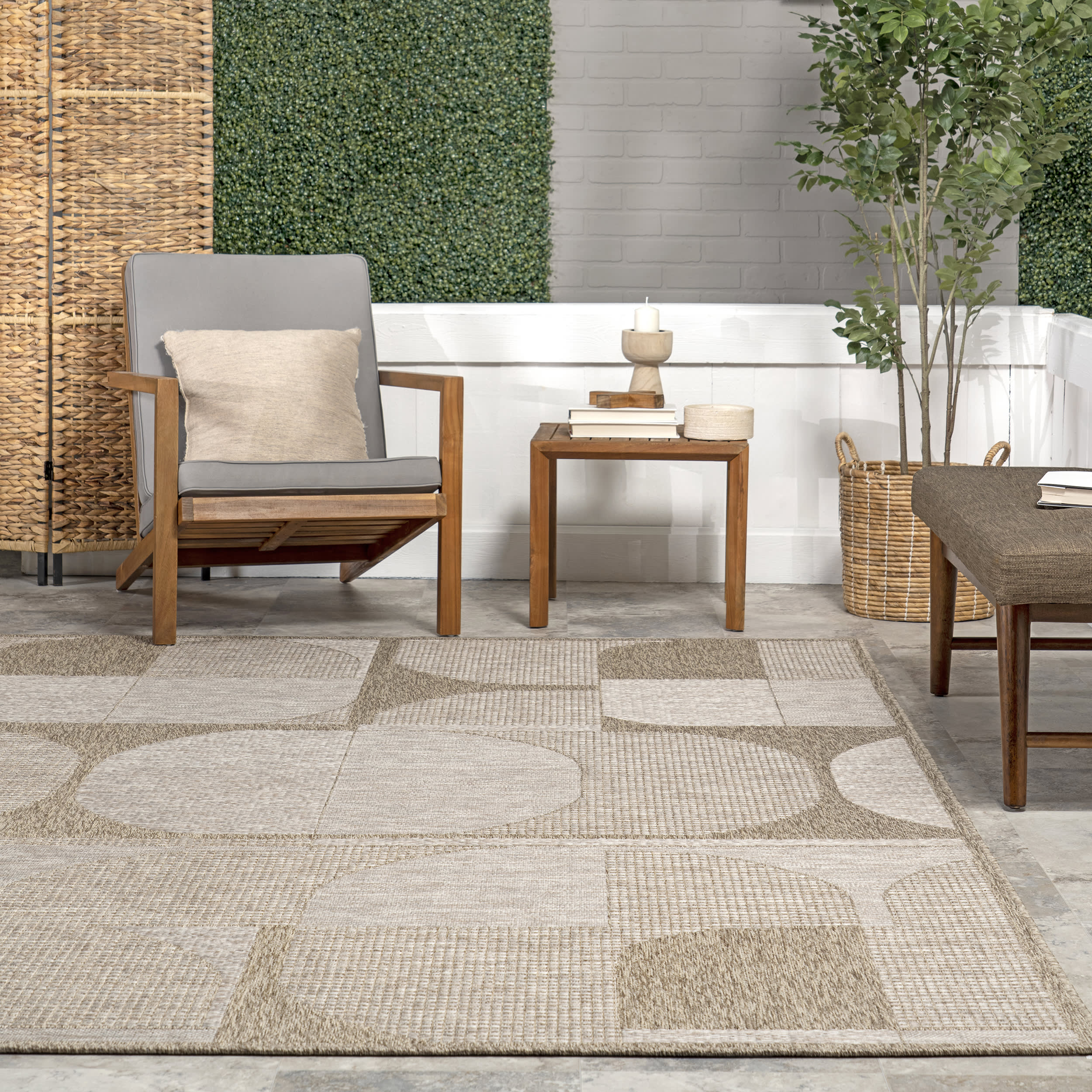Mahala Geometric Collage Indoor/Outdoor Rug | Tan - Image 4