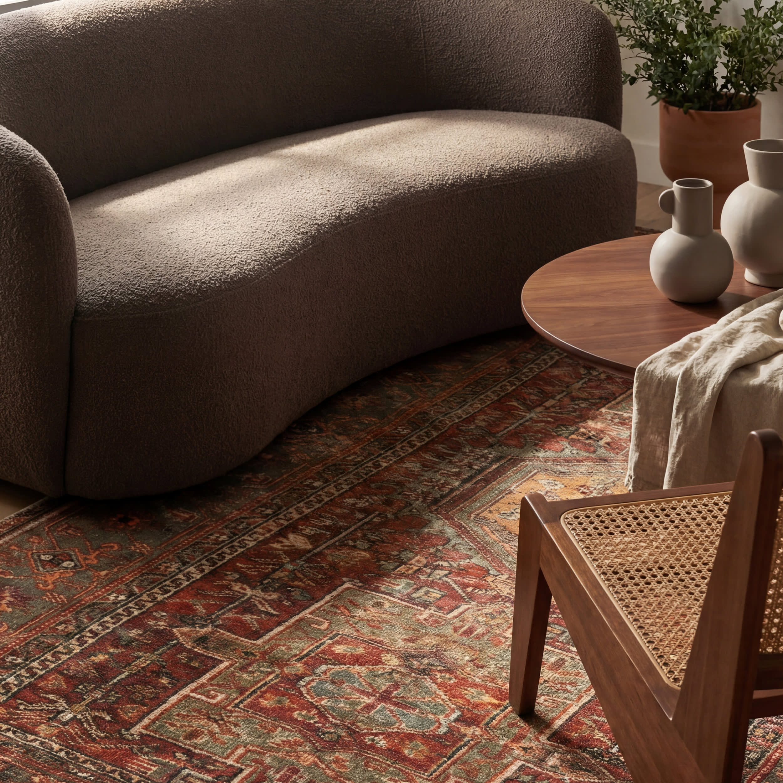 Maid Medallion Washable Rug | Red - Image 5