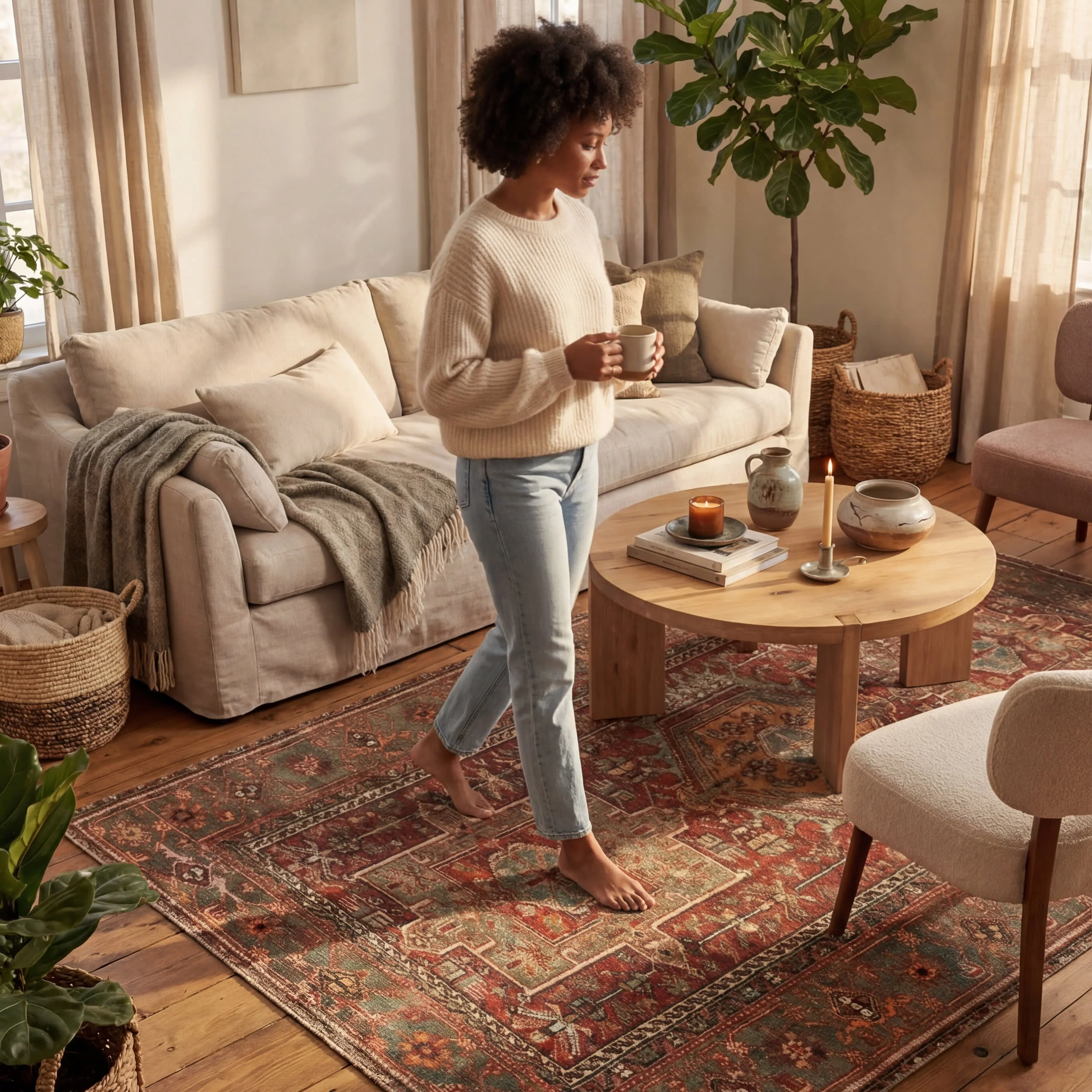 Maid Medallion Washable Rug | Red - Image 9