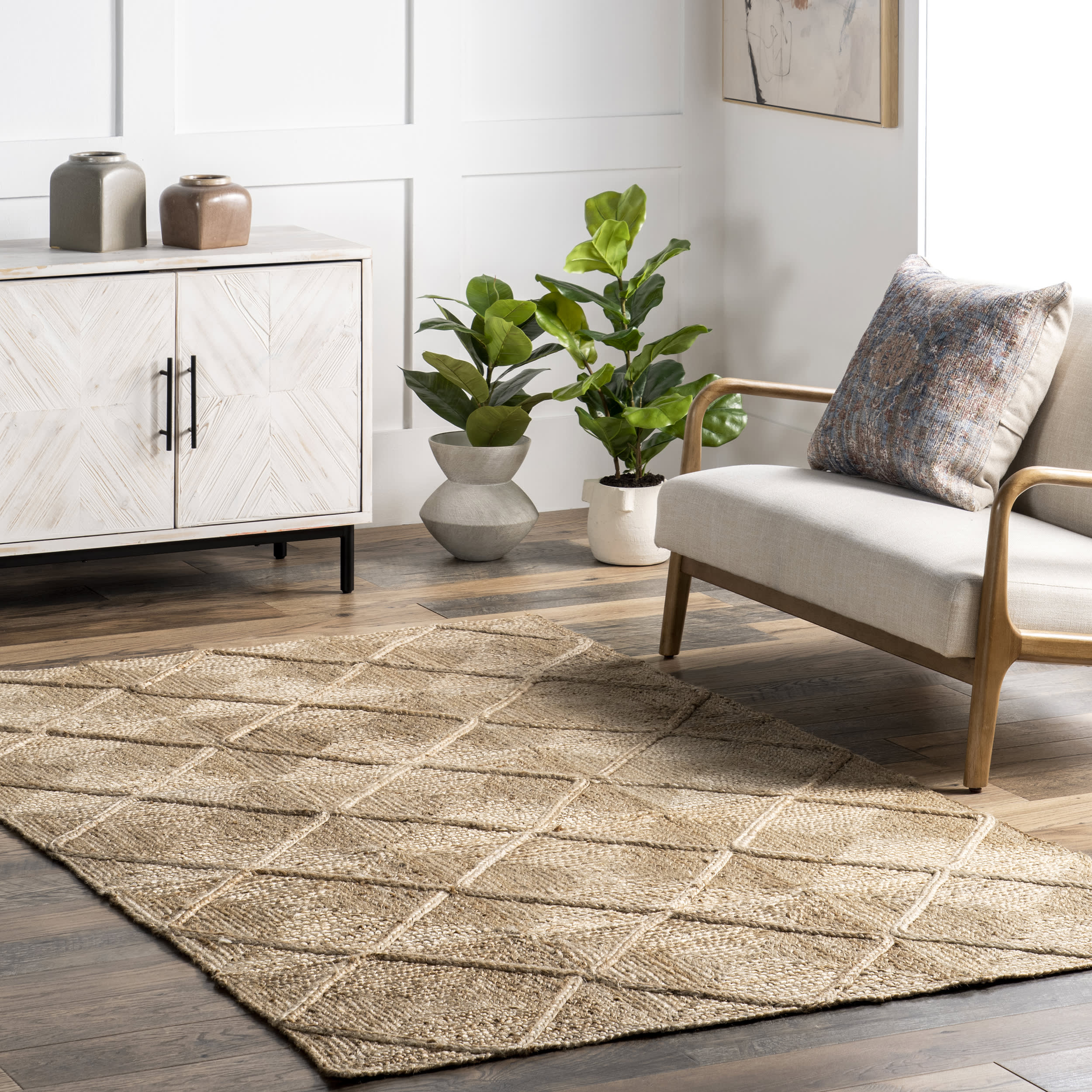 Maitilde Jute Textured Diamond Rug | Natural - Image 2