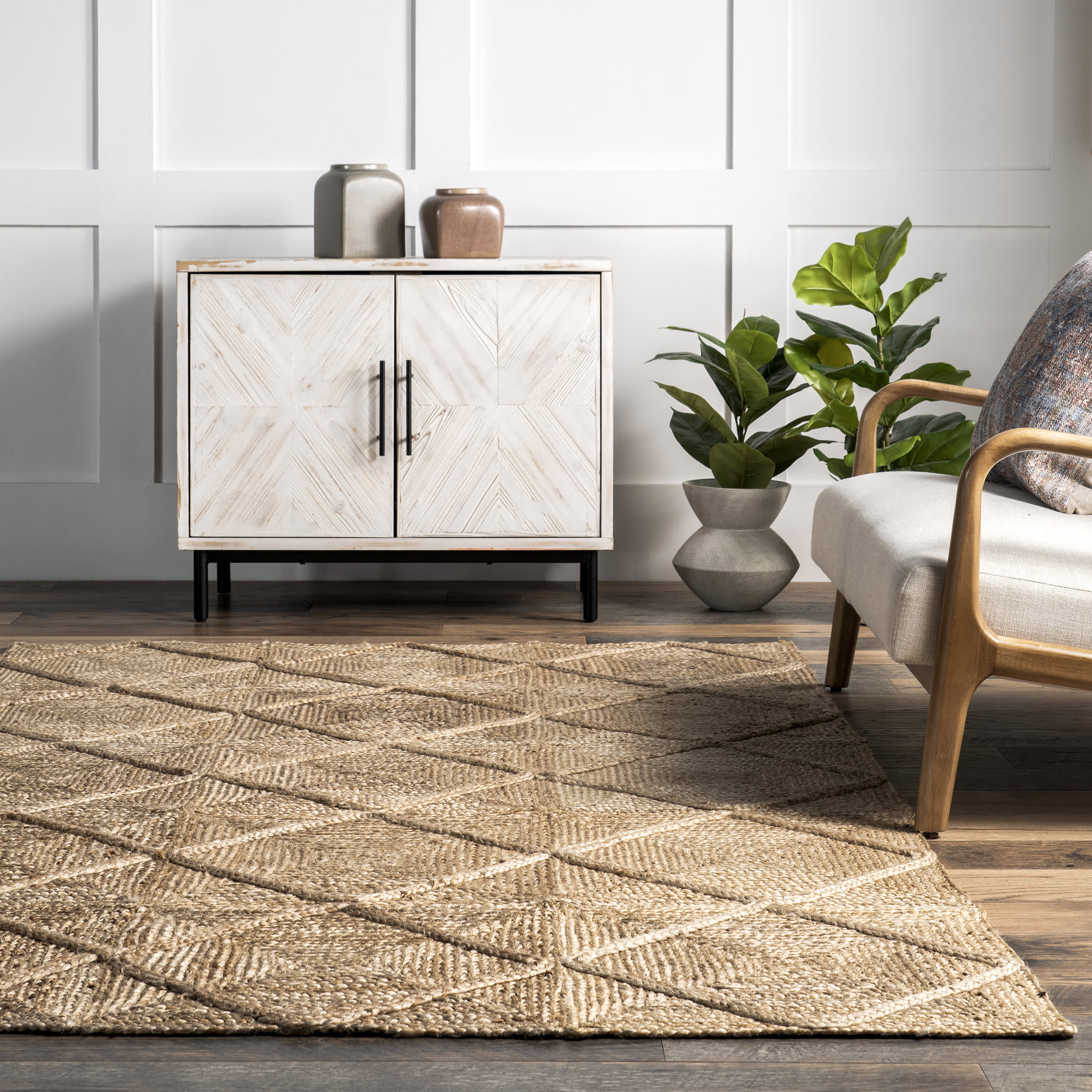 Maitilde Jute Textured Diamond Rug | Natural - Image 4