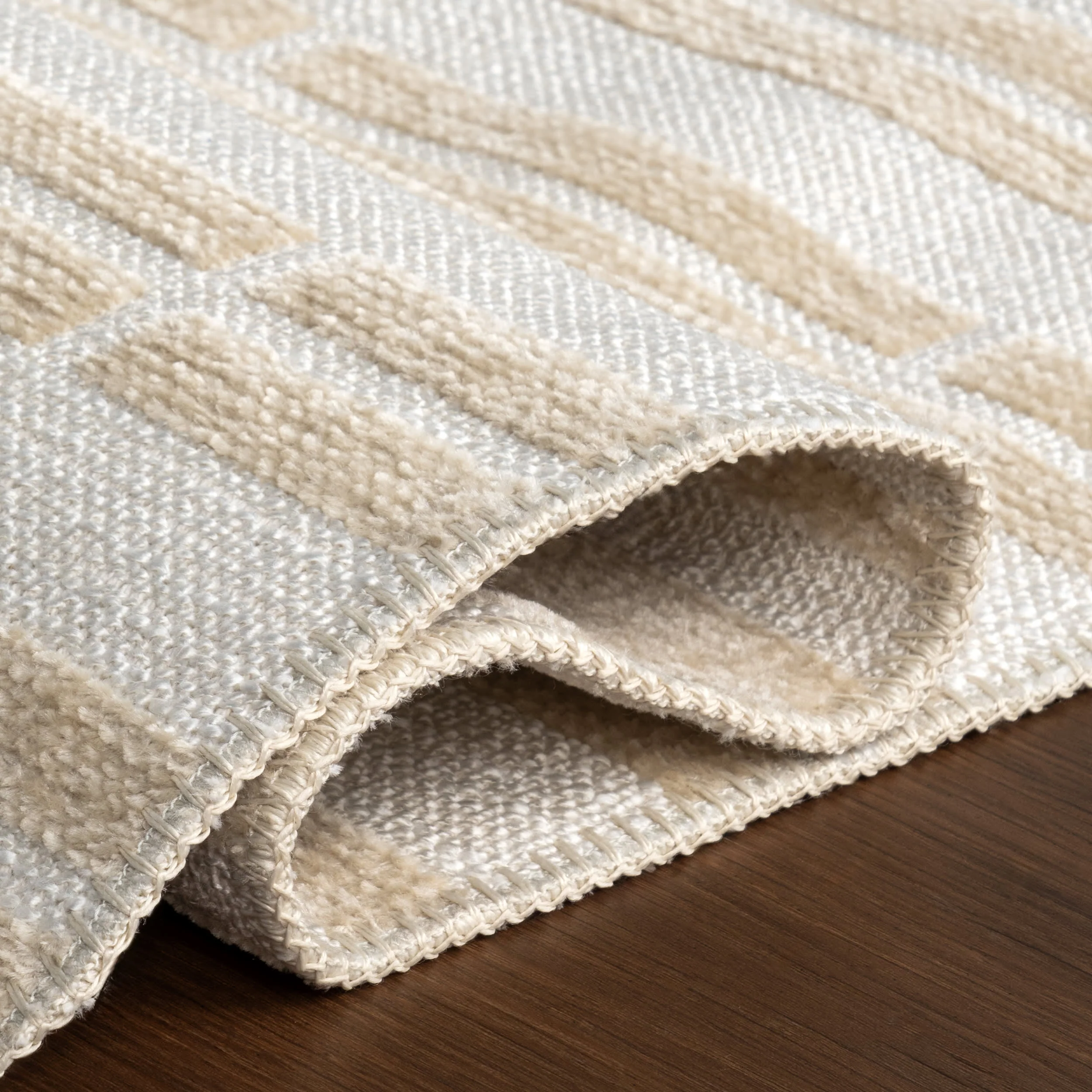 Malaya Striped Reversible Washable Rug | Taupe - Image 12