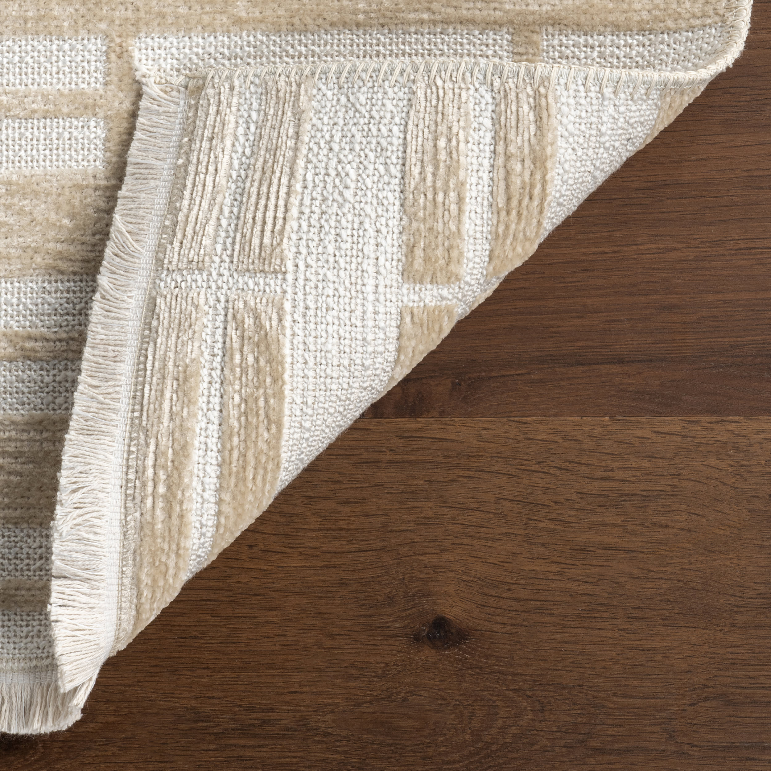 Malaya Striped Reversible Washable Rug | Taupe - Image 8