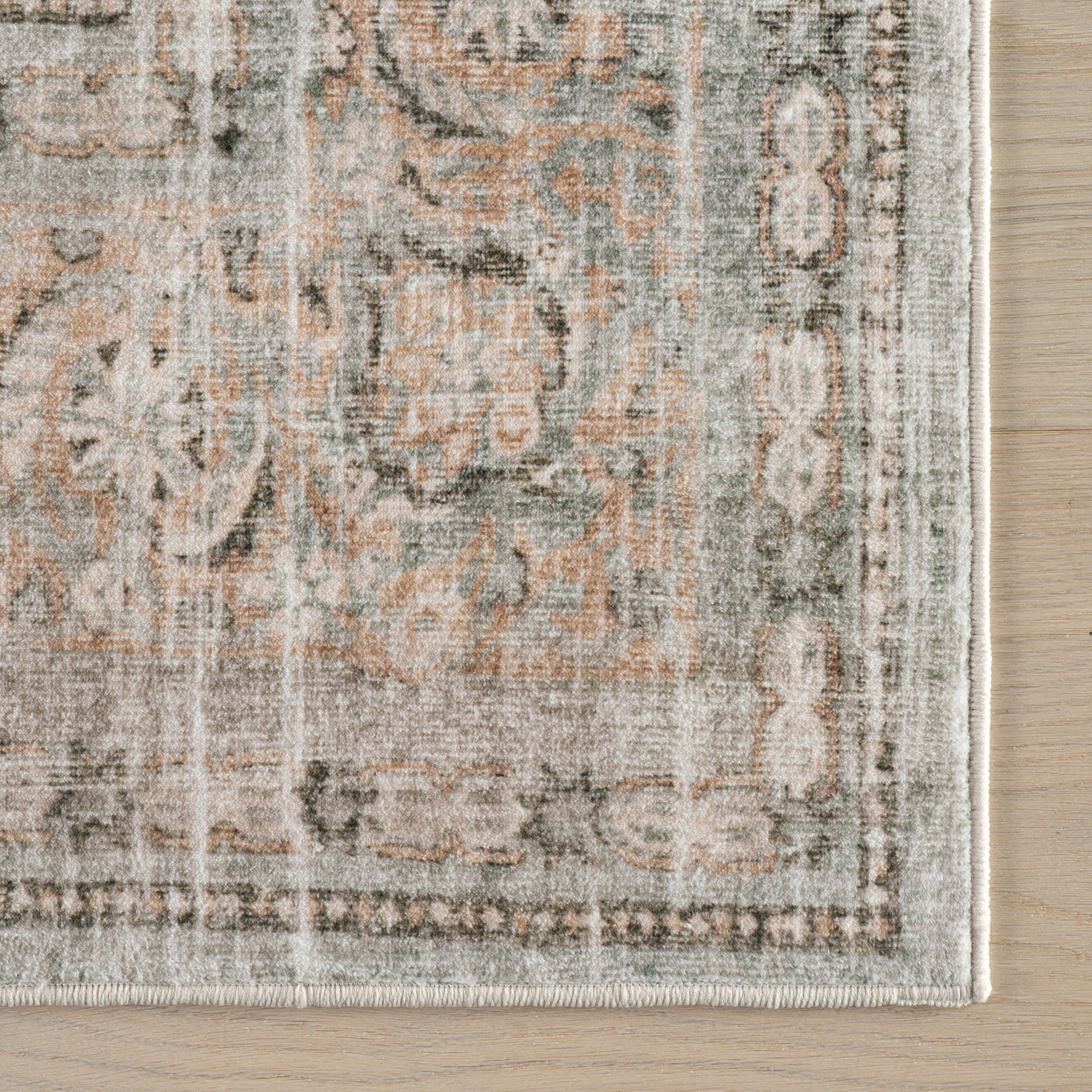 Malie Bordered Traditional Washable Rug | Beige - Image 4