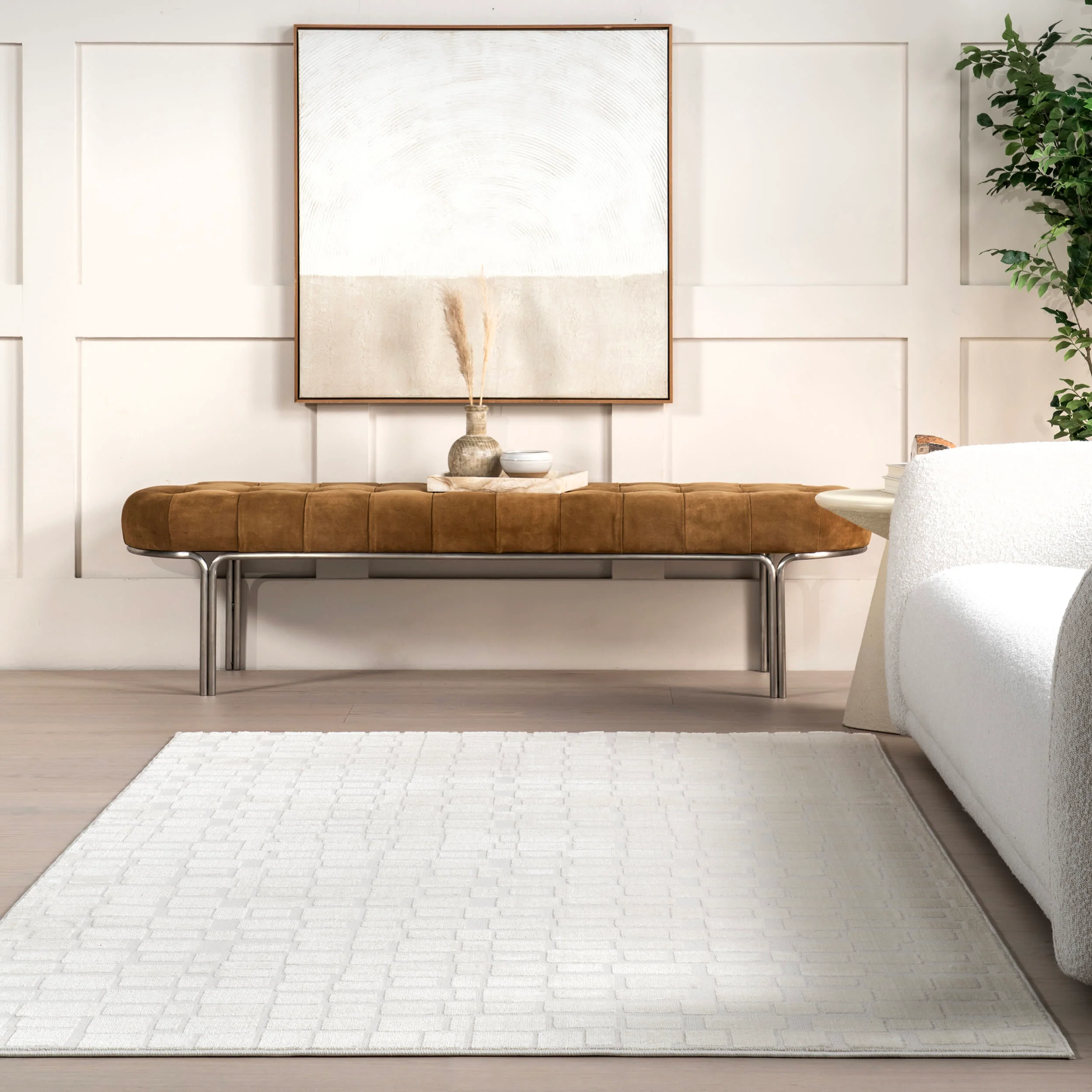 Malin Geometric Rug | Cream - Image 4