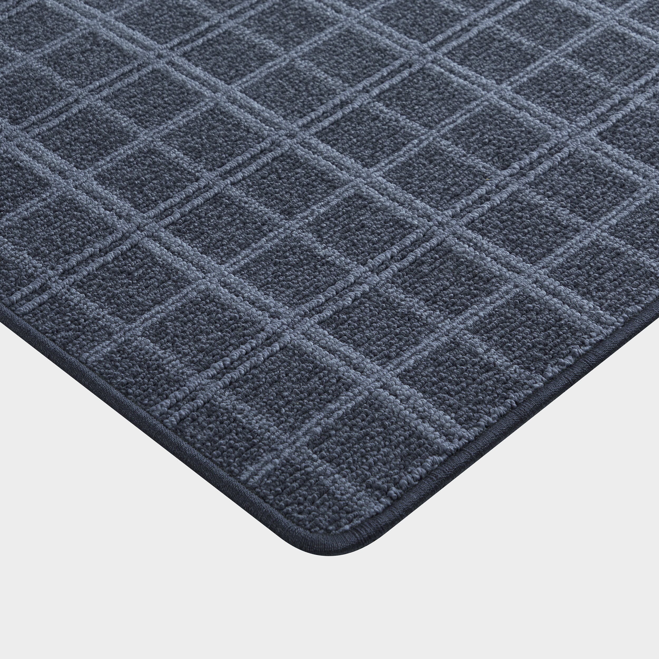 Mallard Plaid Ridged Custom Rug | Dark Blue - Image 2
