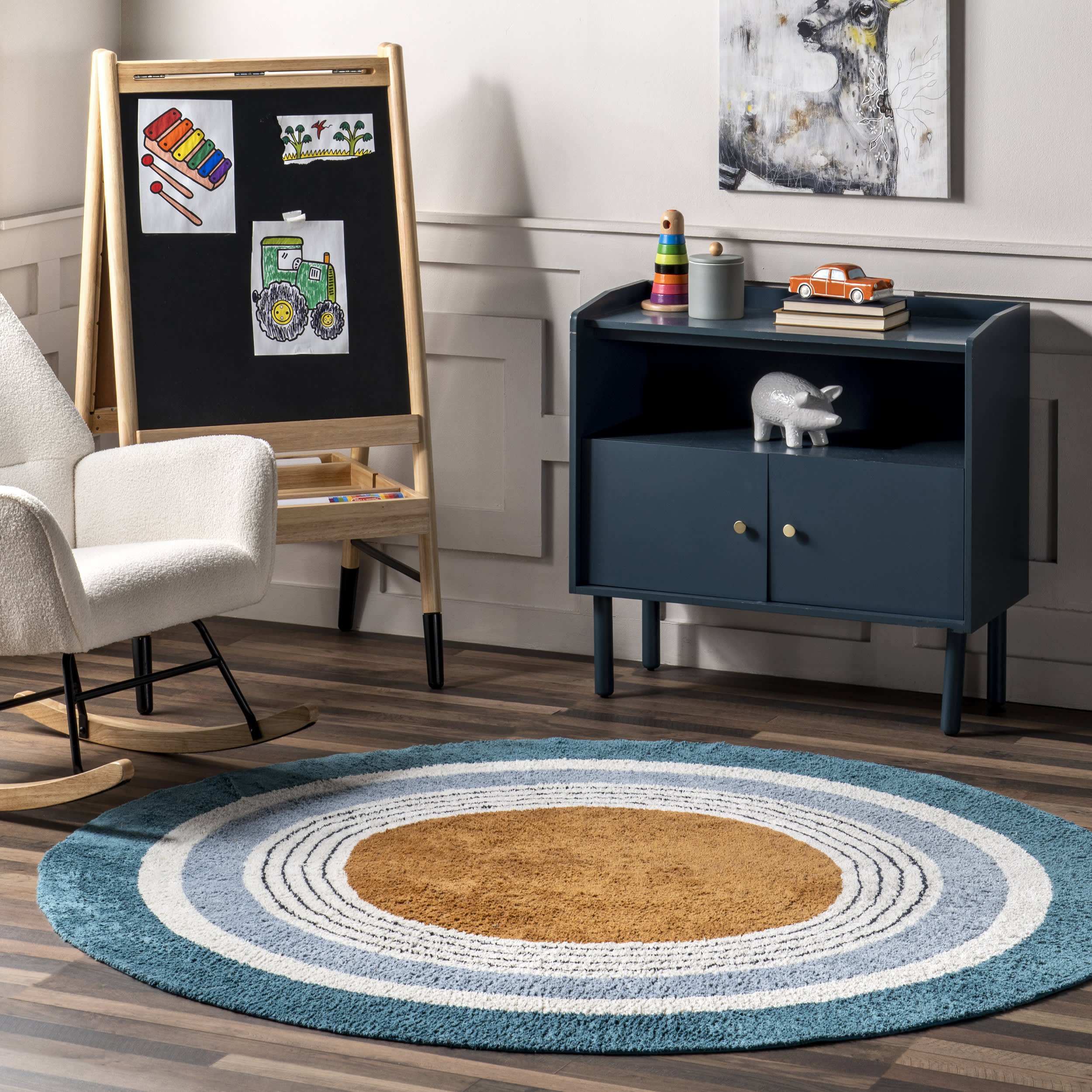 Malory Rainbow Kids Washable Rug | Blue - Image 2