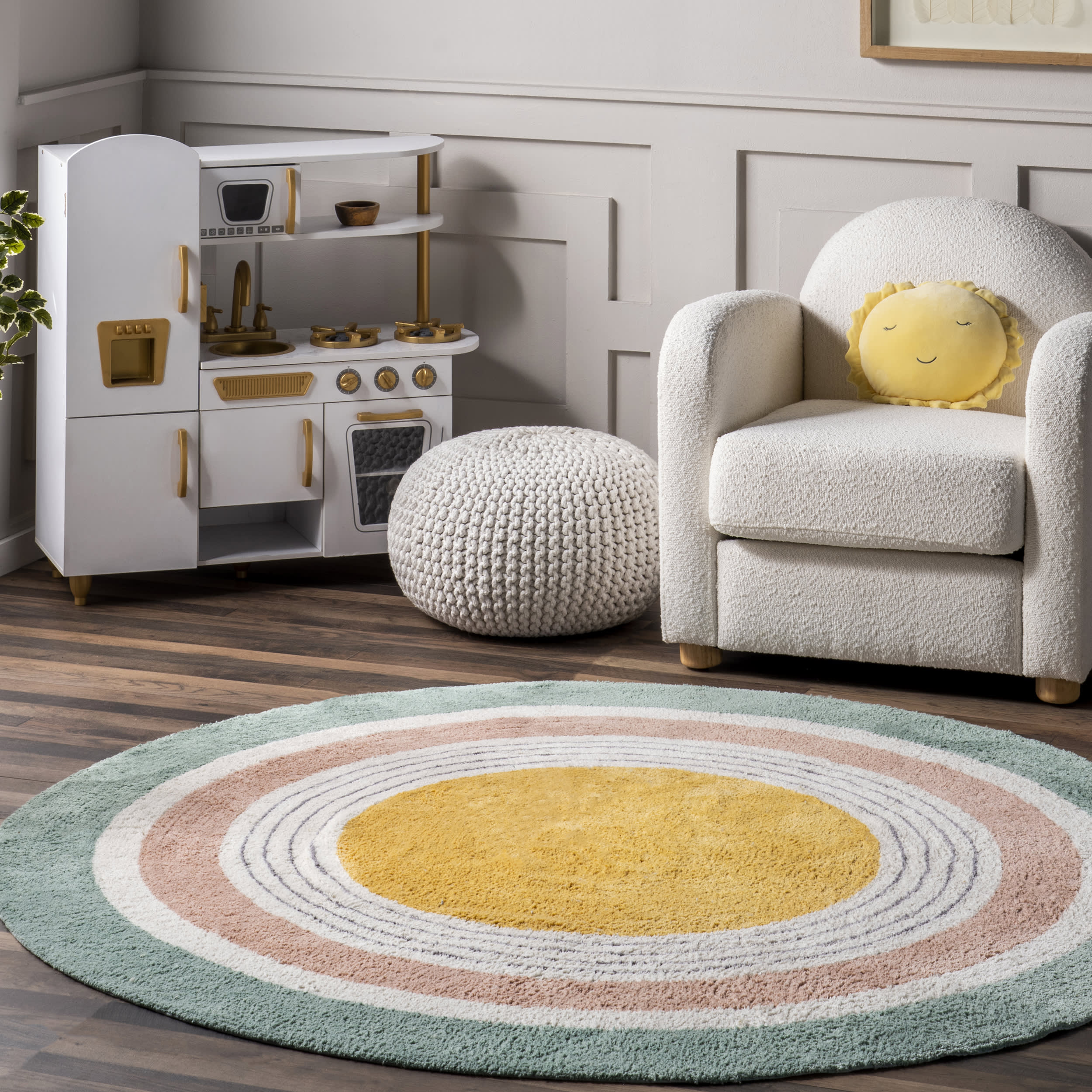 Malory Rainbow Kids Washable Rug | Forest Green - Image 2