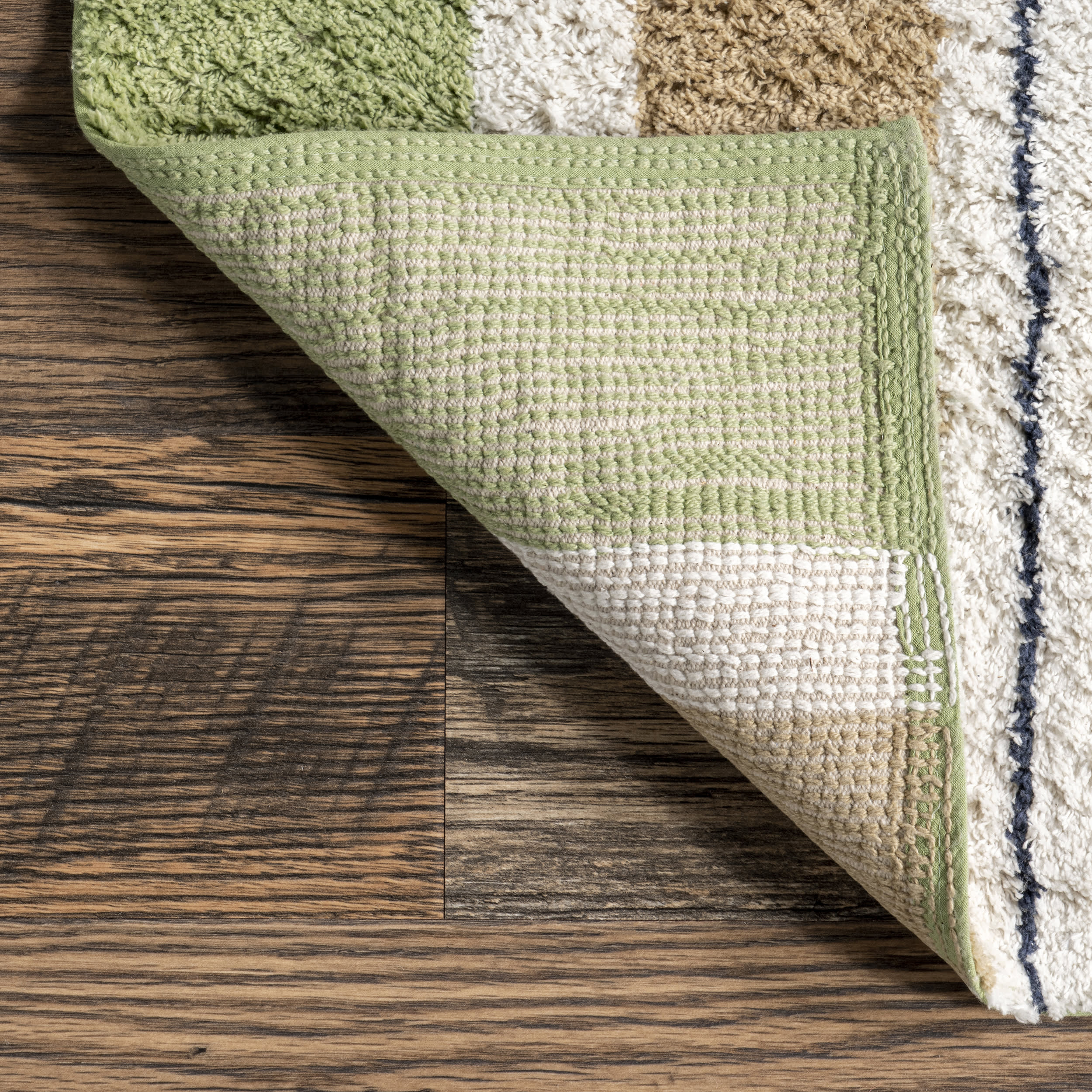 Malory Rainbow Kids Washable Rug | Moss Green - Image 6