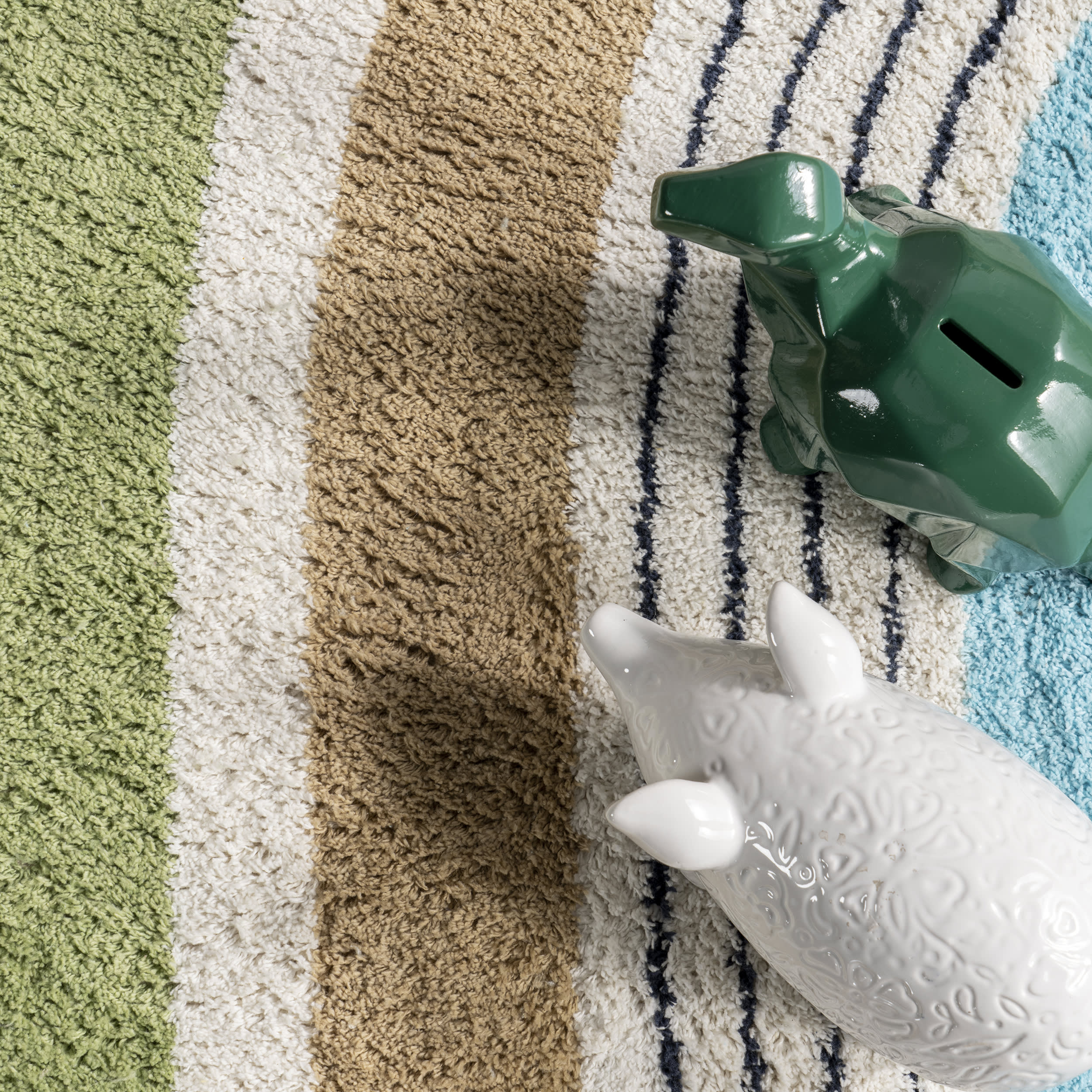 Malory Rainbow Kids Washable Rug | Moss Green - Image 7