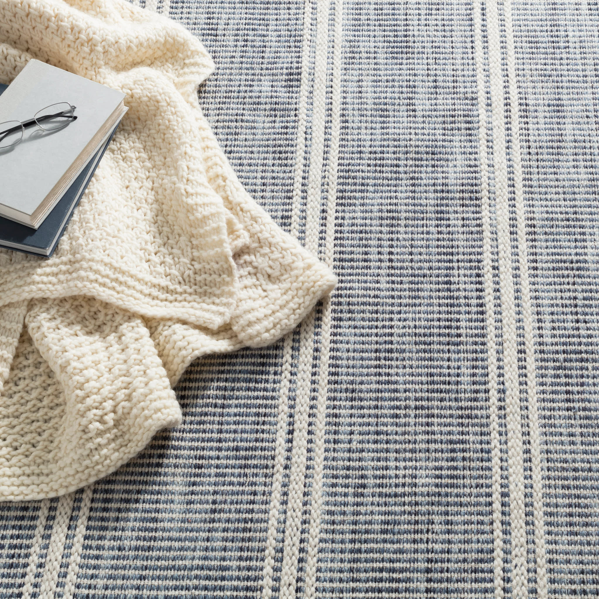 Malta Handwoven Wool Custom Rug | Blue - Image 3