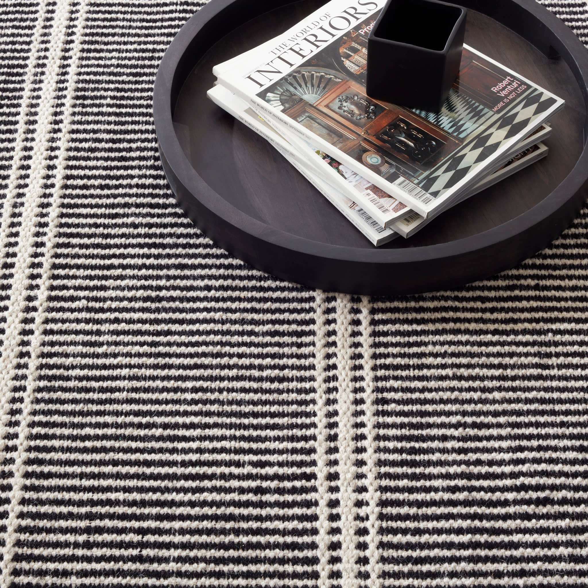 Malta Handwoven Wool Rug | Black/Ivory - Image 3