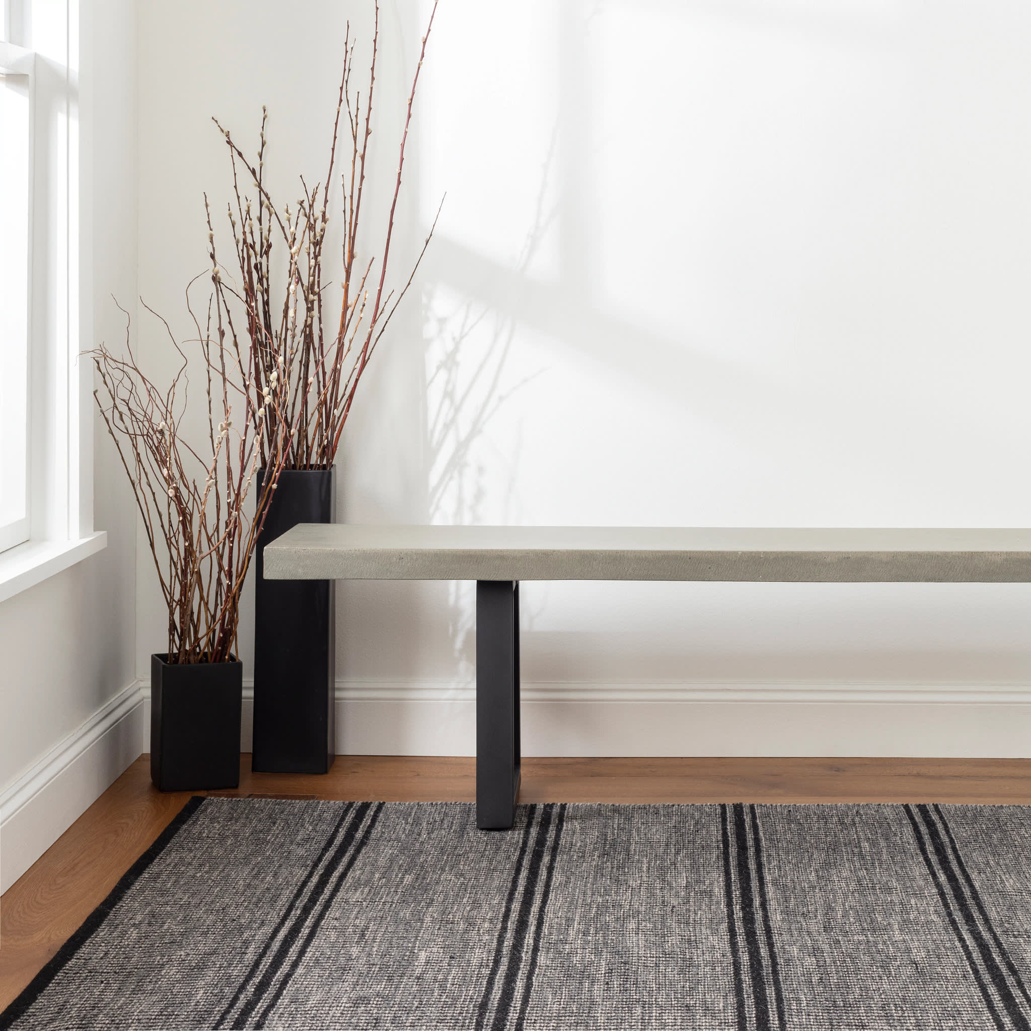 Malta Handwoven Wool Rug | Black - Image 2