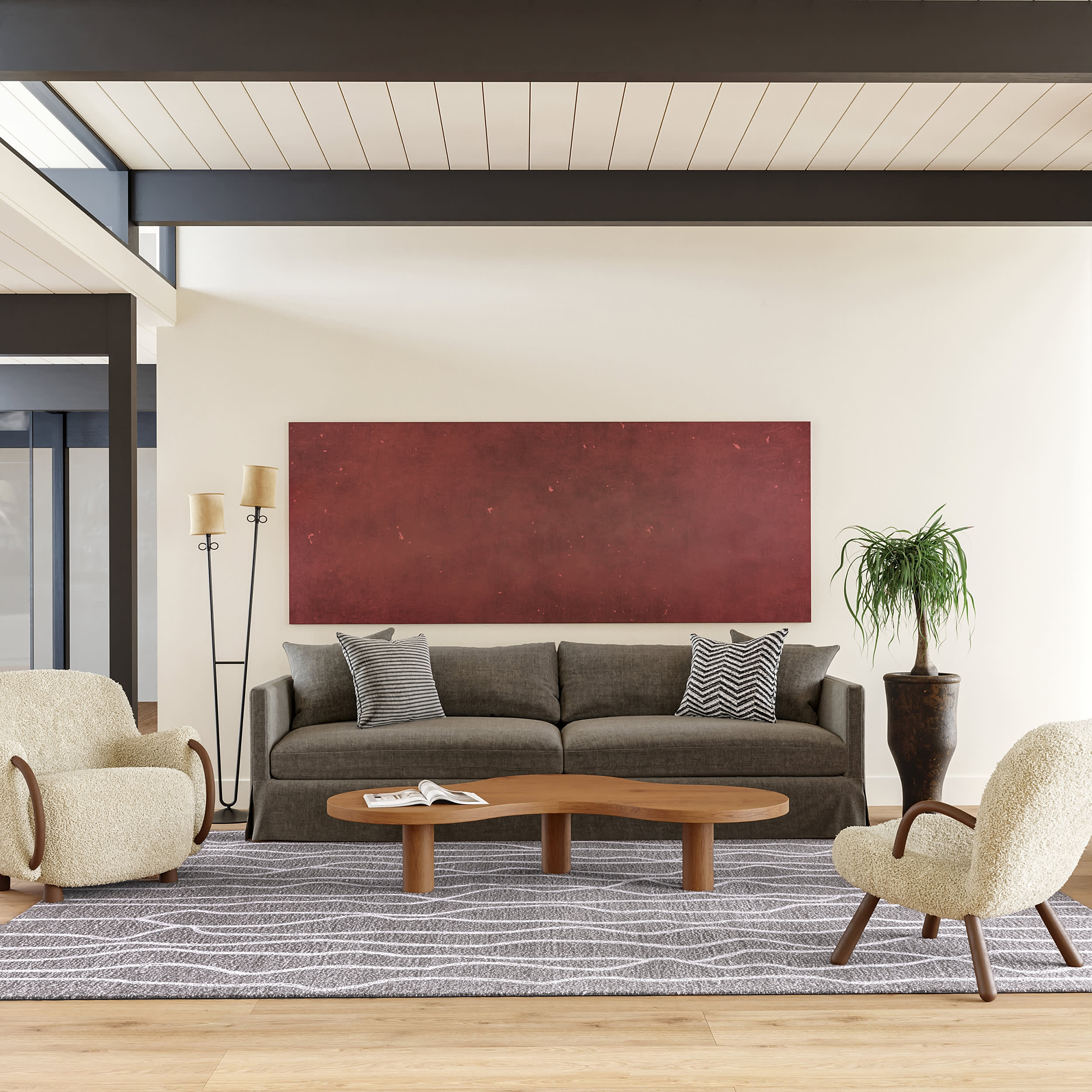 Mana Abstract Wool Rug | Grey - Image 2