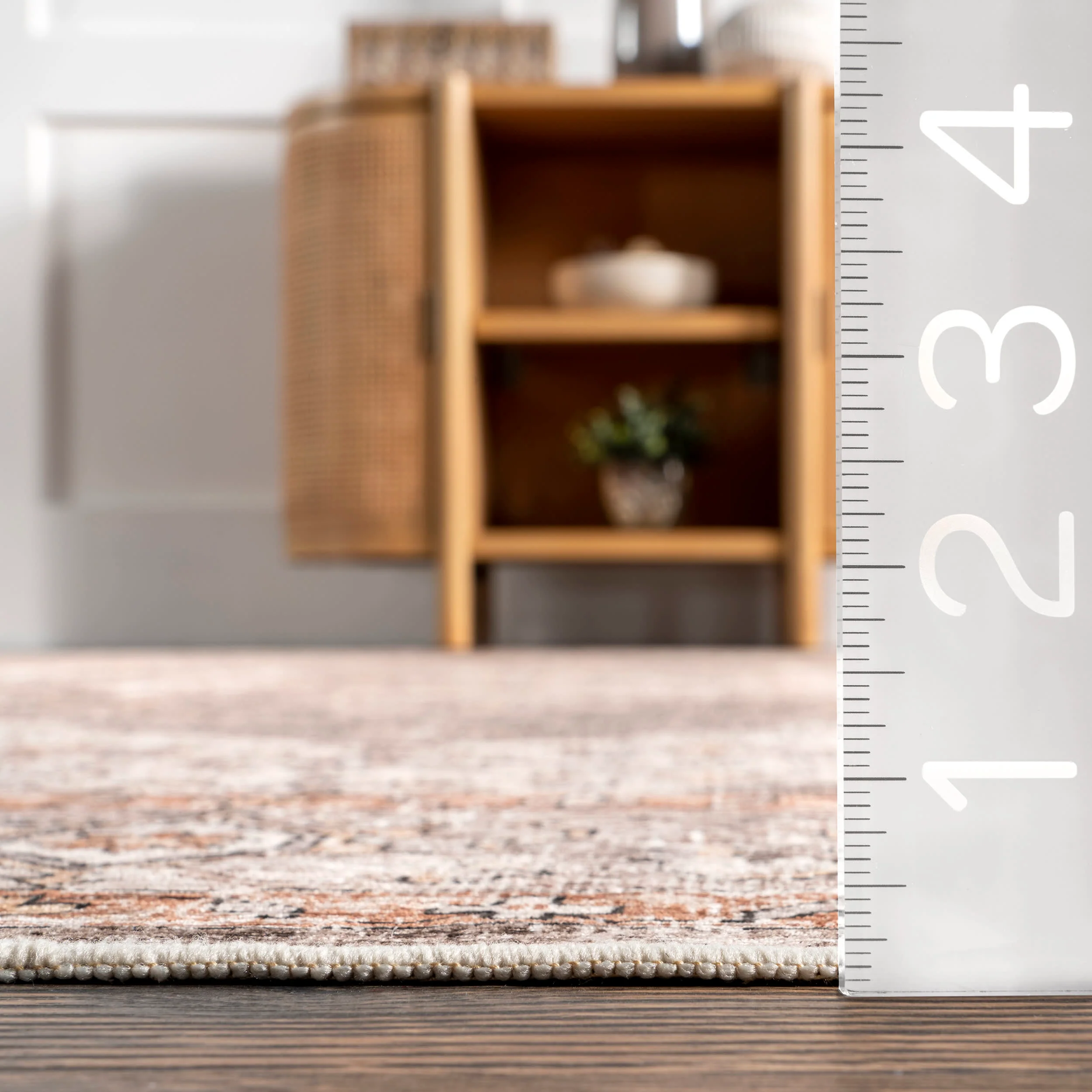 Mandi Vintage Floral Spill Proof Washable Rug | Brown - Image 5