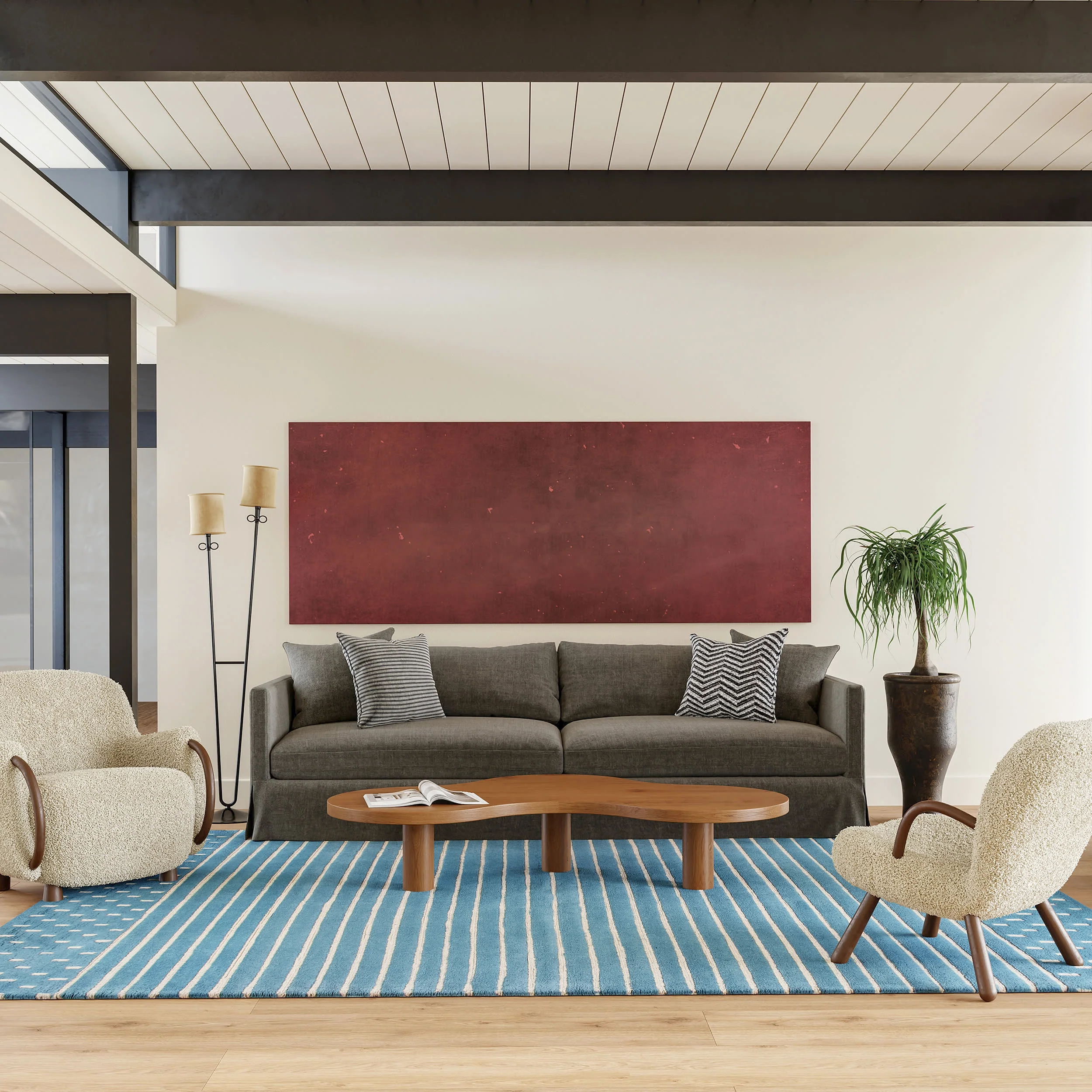 Mandia Striped Rug | Baby Blue - Image 2