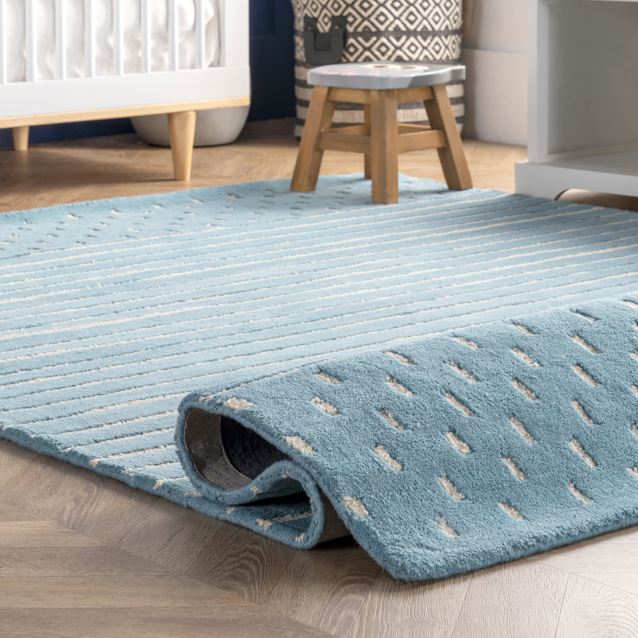 Mandia Striped Rug | Baby Blue - Image 5