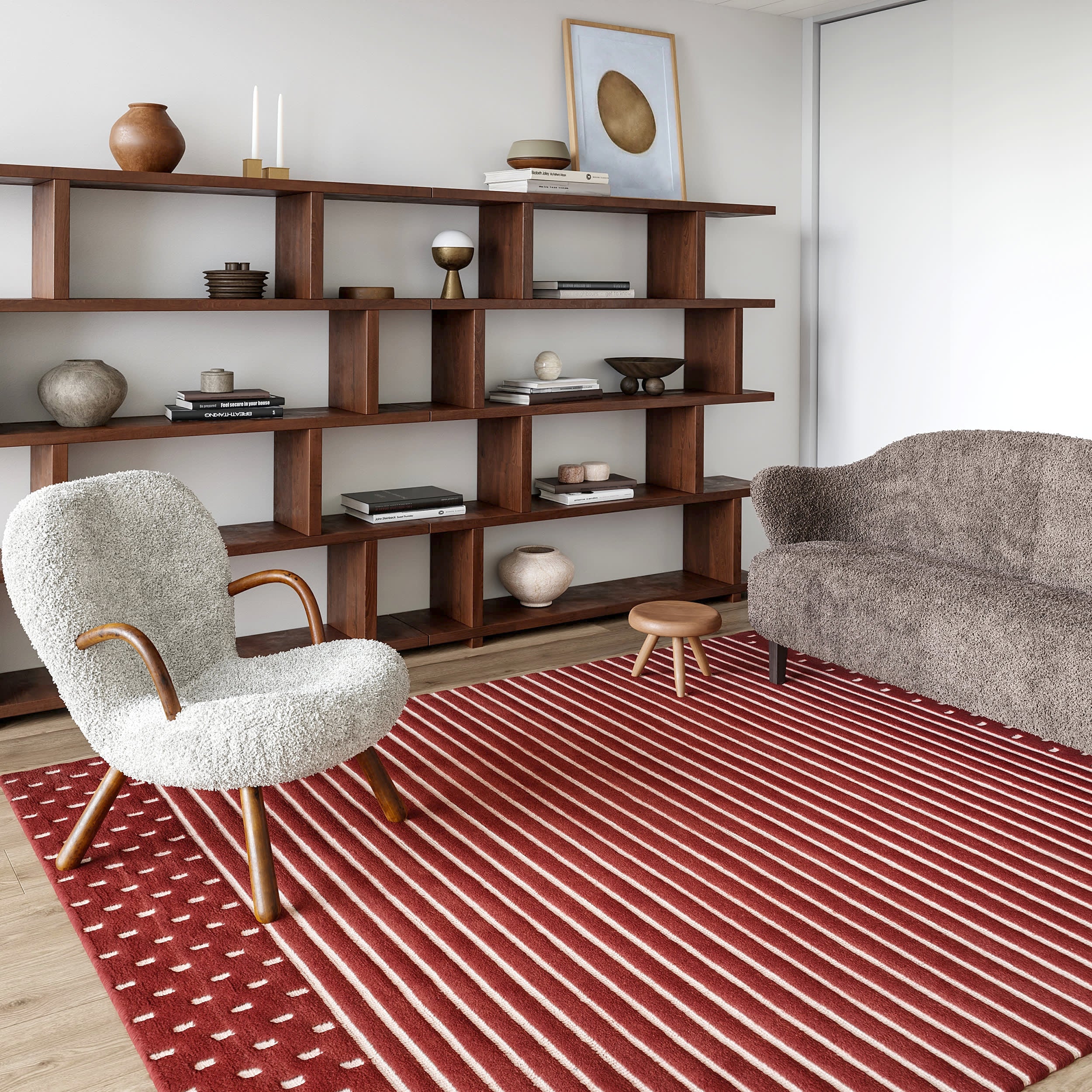 Mandia Striped Rug | Brick - Image 2