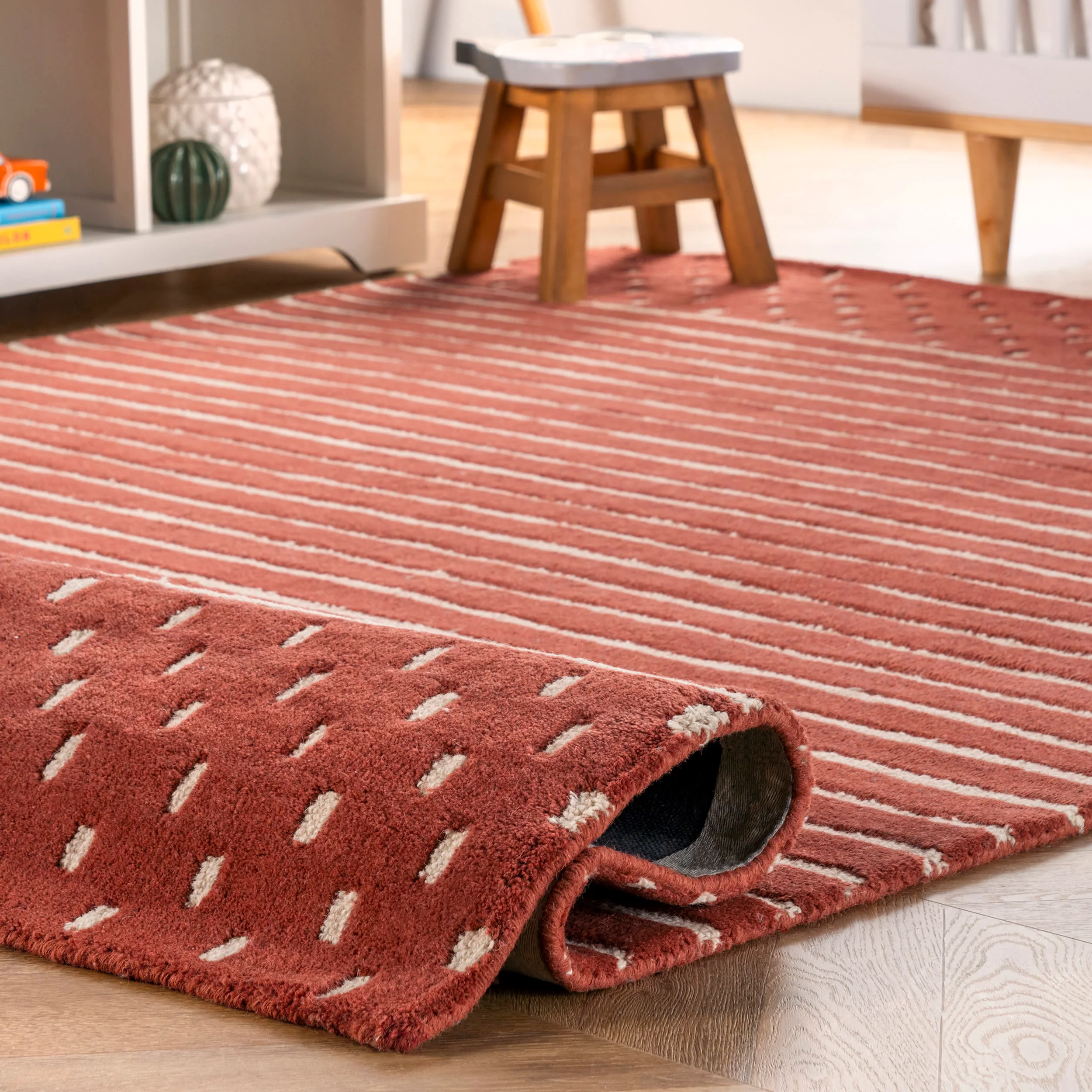 Mandia Striped Rug | Brick - Image 5