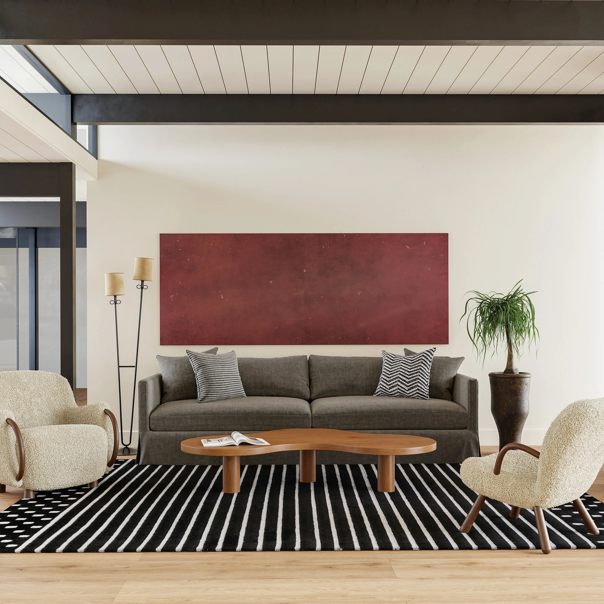 Mandia Striped Rug | Charcoal - Image 2
