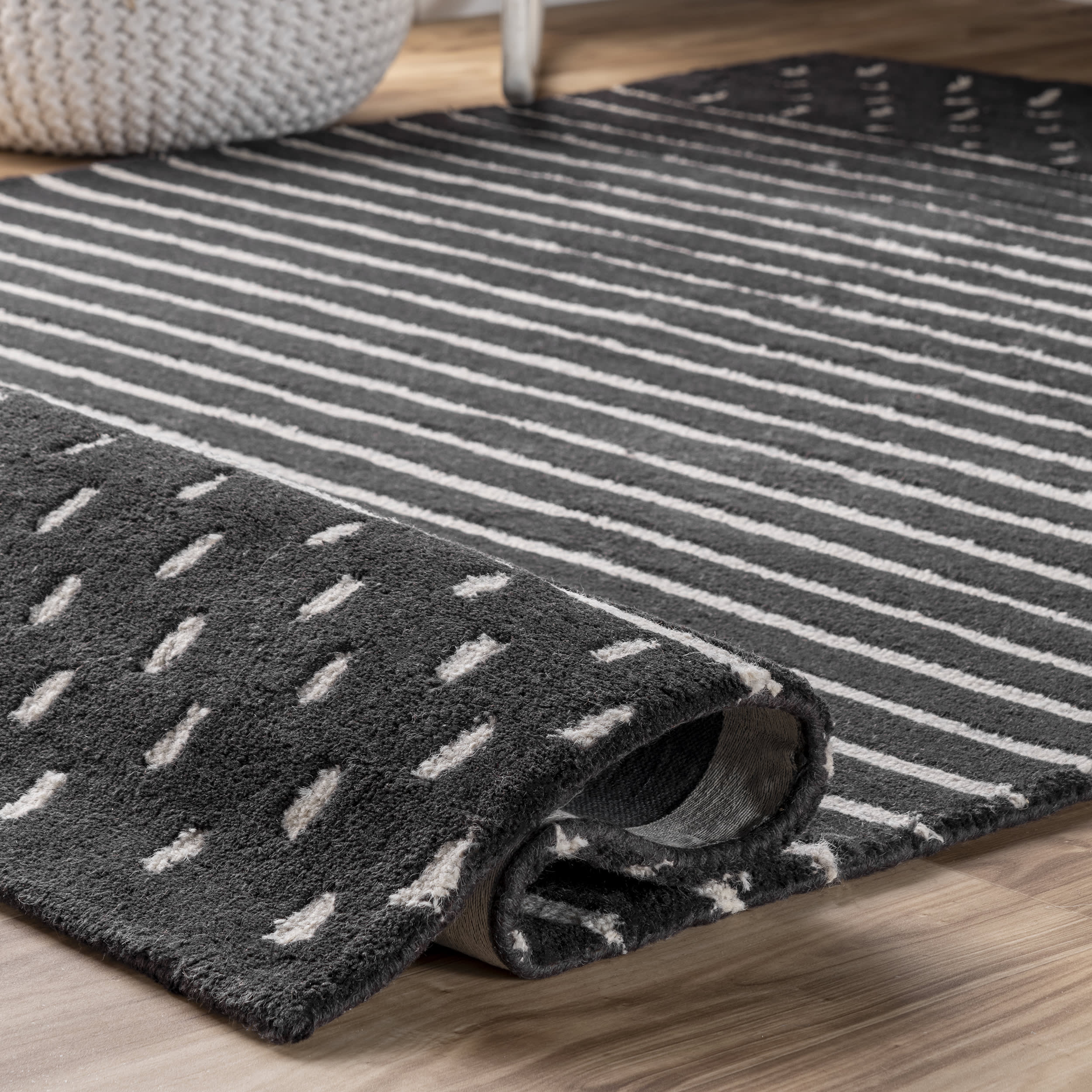 Mandia Striped Rug | Charcoal - Image 5