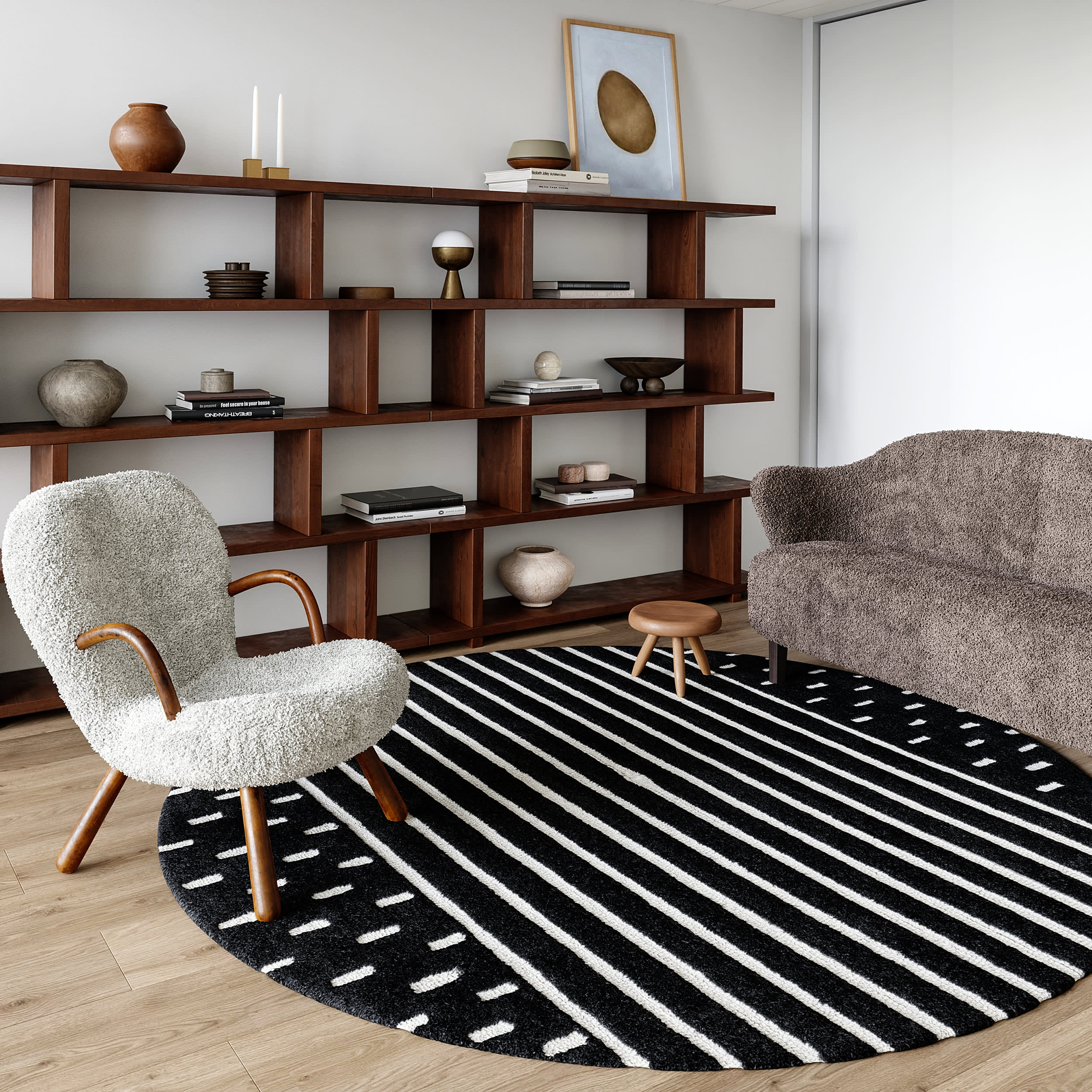 Mandia Striped Rug | Charcoal - Image 2