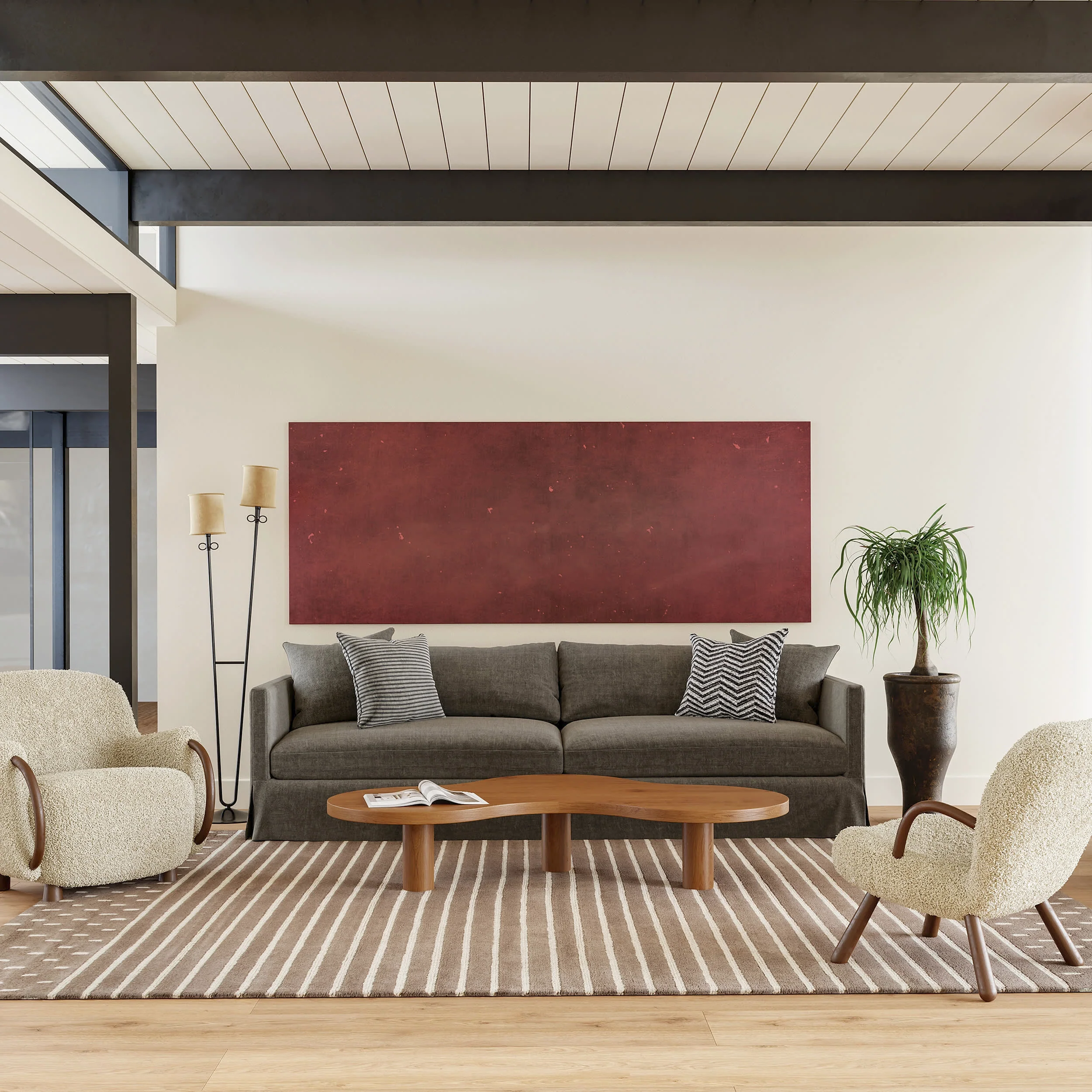 Mandia Striped Rug | Taupe - Image 2