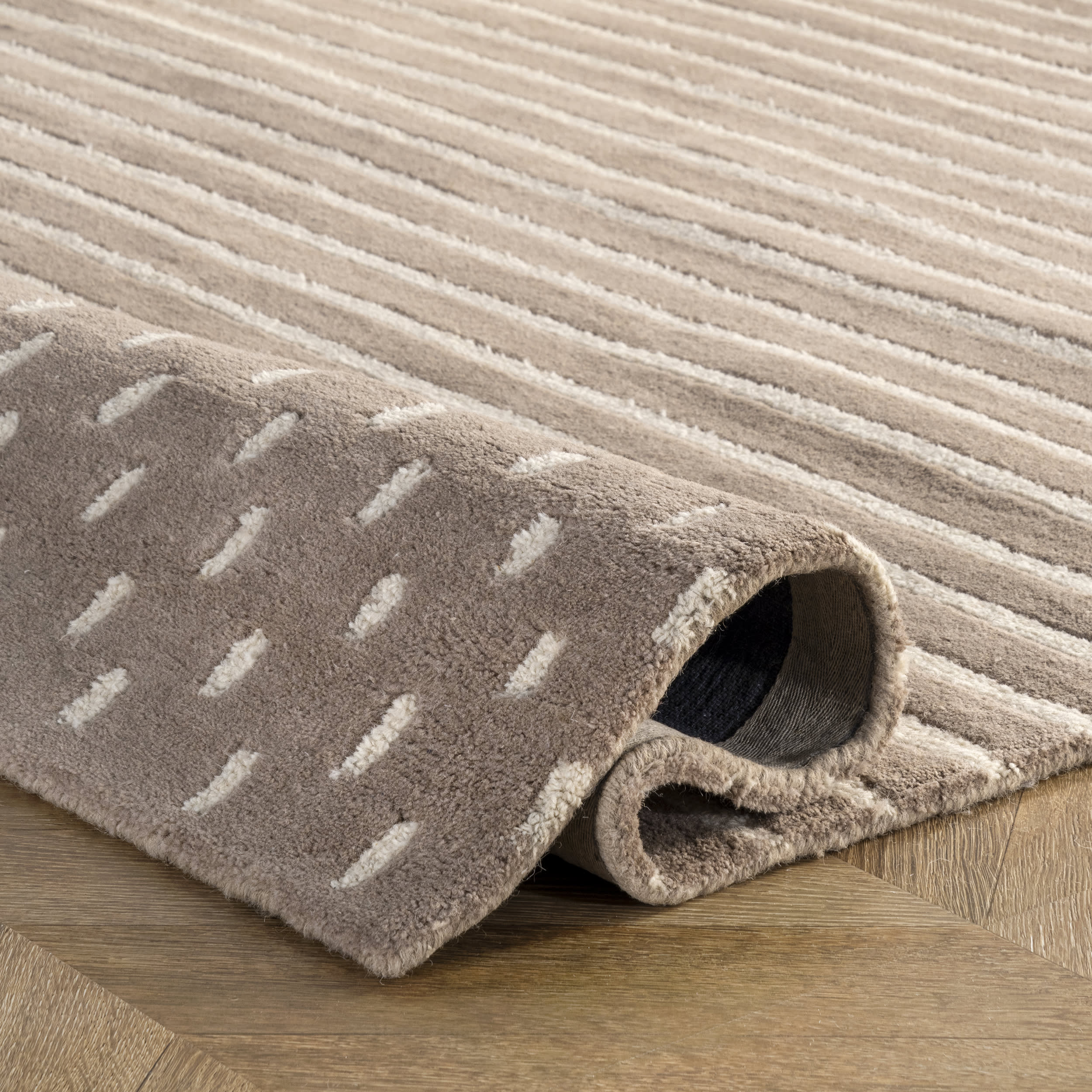 Mandia Striped Rug | Taupe - Image 5
