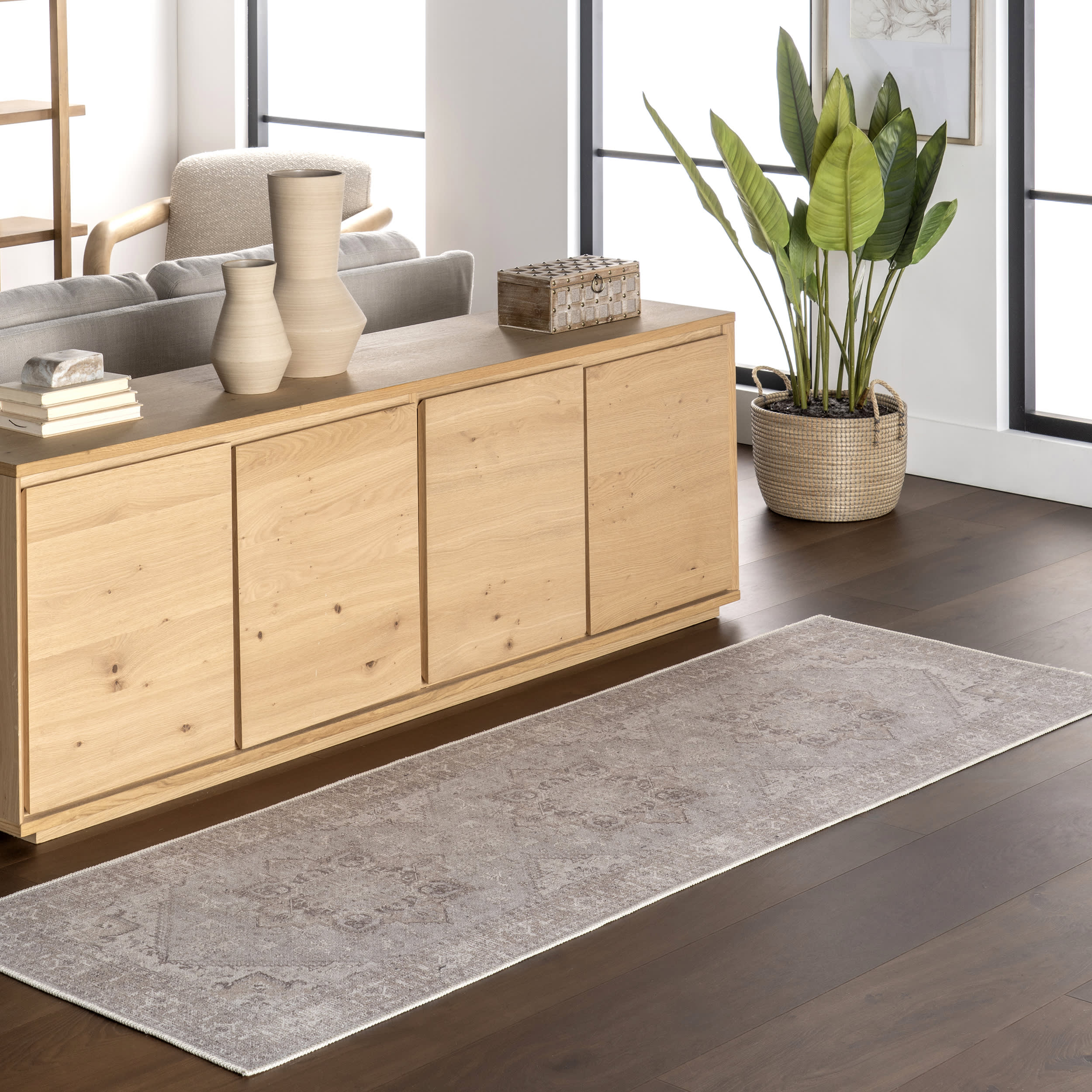 Manuela Medallion Washable Rug | Beige - Image 2