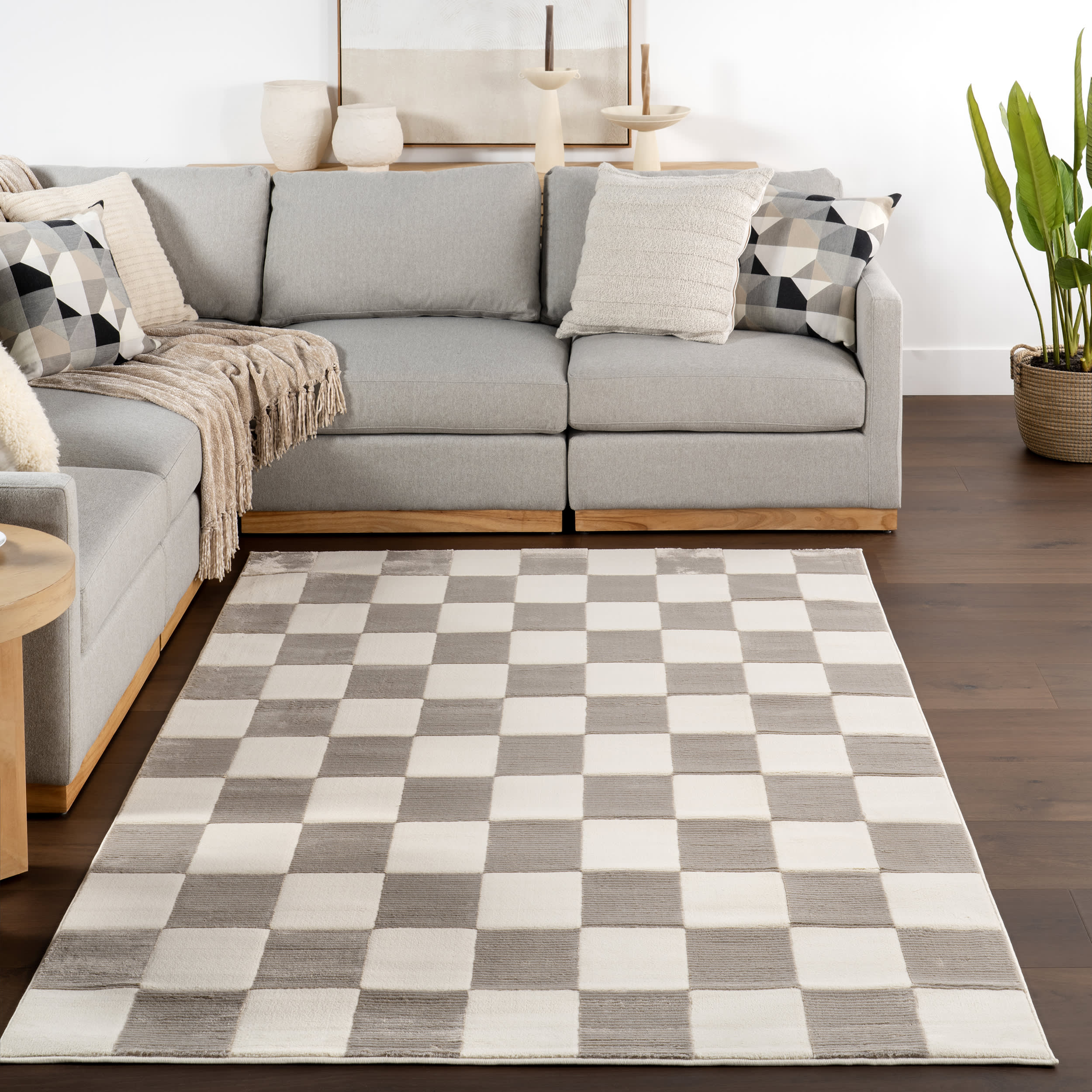 Maplewood Plush Textured Washable Rug | Cream/Grey - Image 5