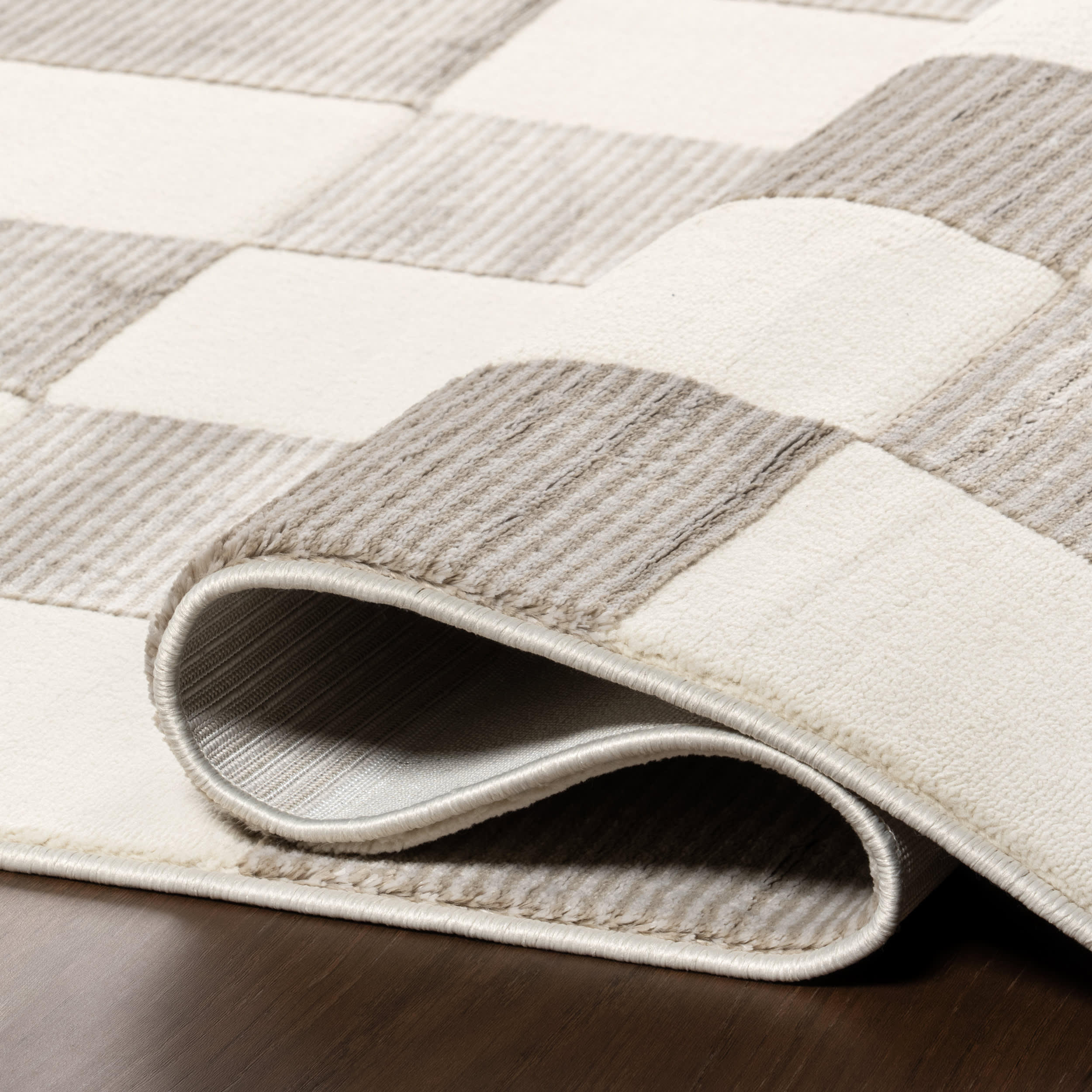 Maplewood Plush Textured Washable Rug | Cream/Grey - Image 9