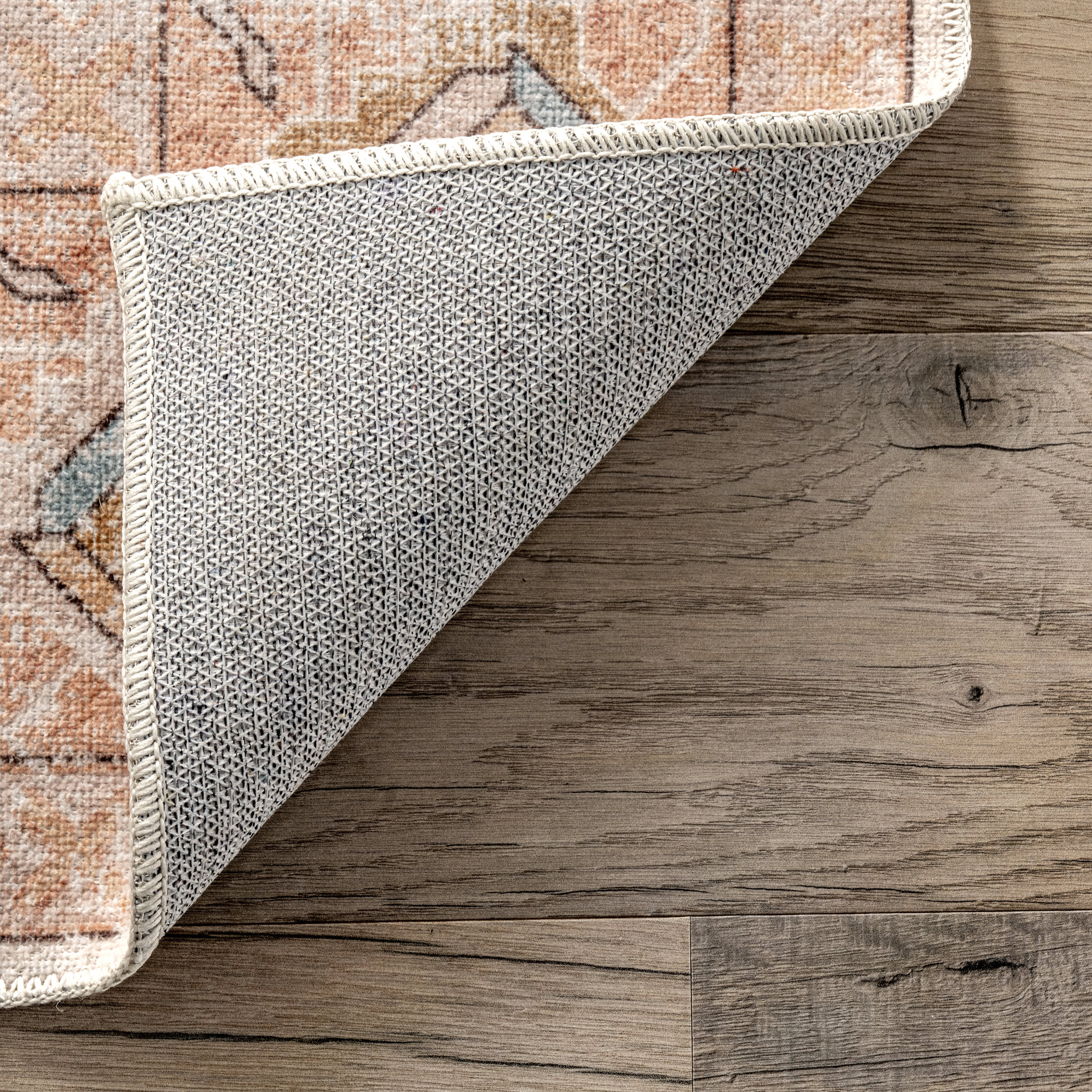 Mara Medallion Spill Proof Washable Rug | Peach - Image 6