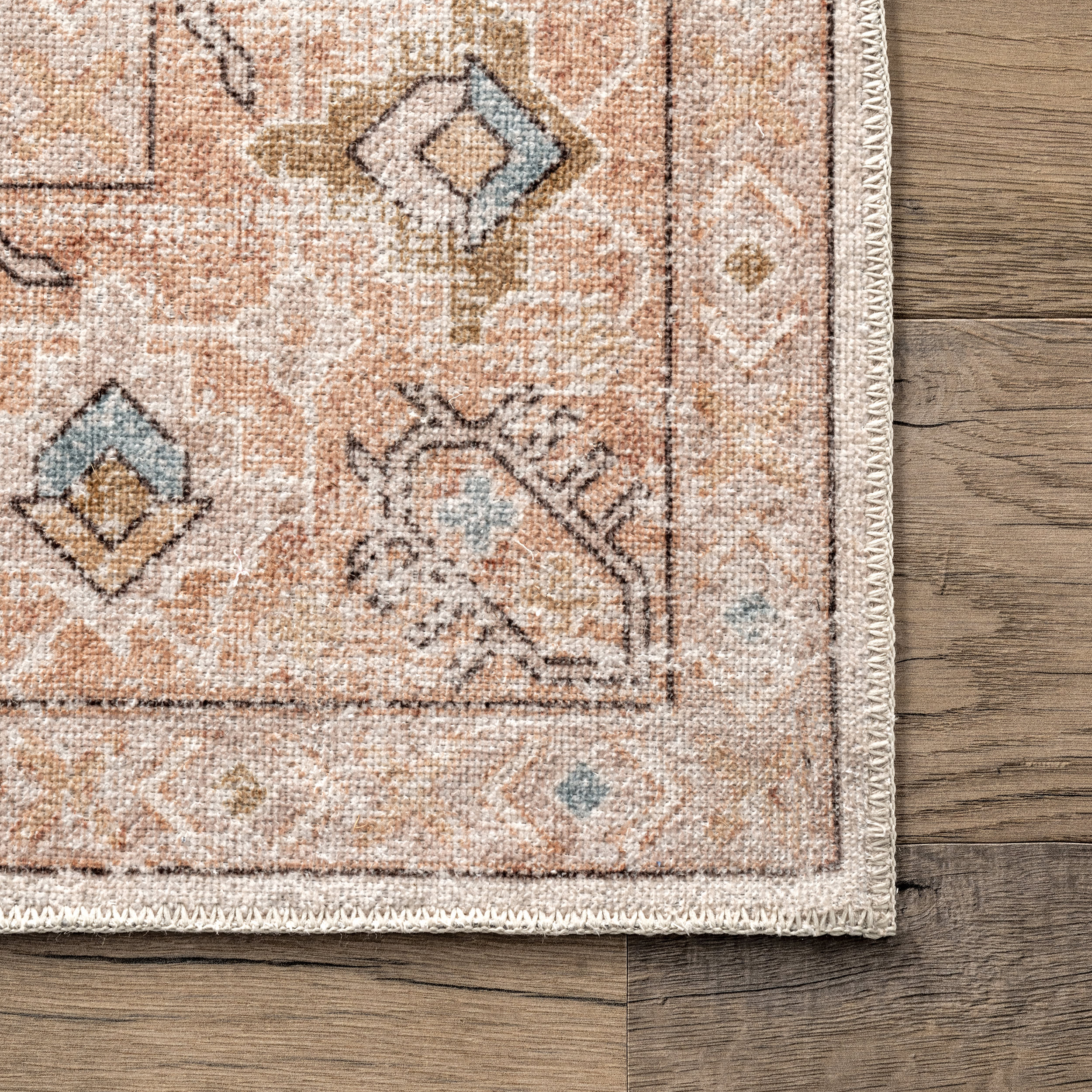 Mara Medallion Washable Rug | Peach - Image 3