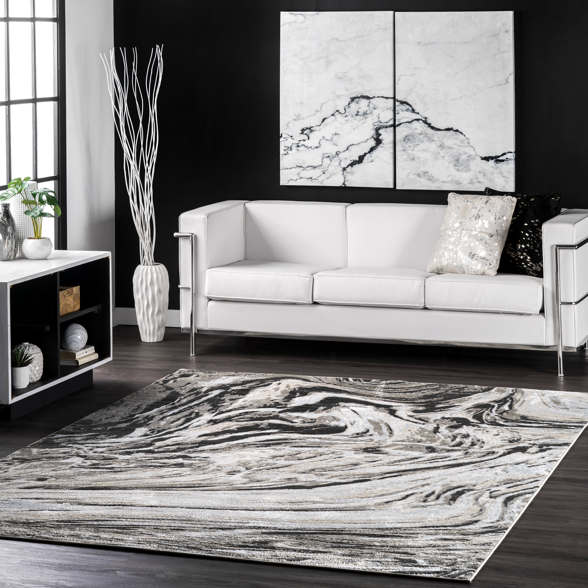 Marbling Art Rug | Grey - Image 2