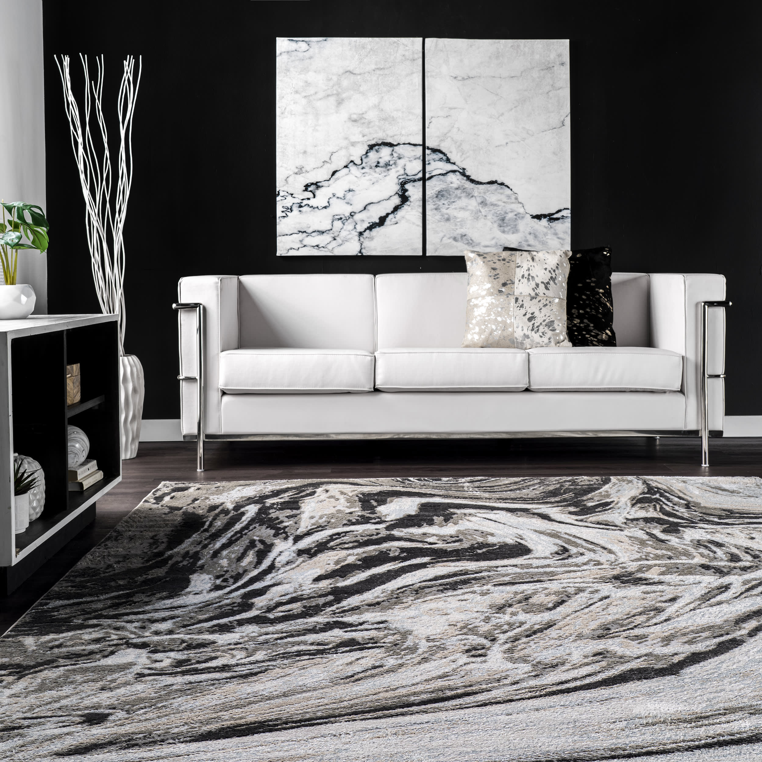 Marbling Art Rug | Grey - Image 4