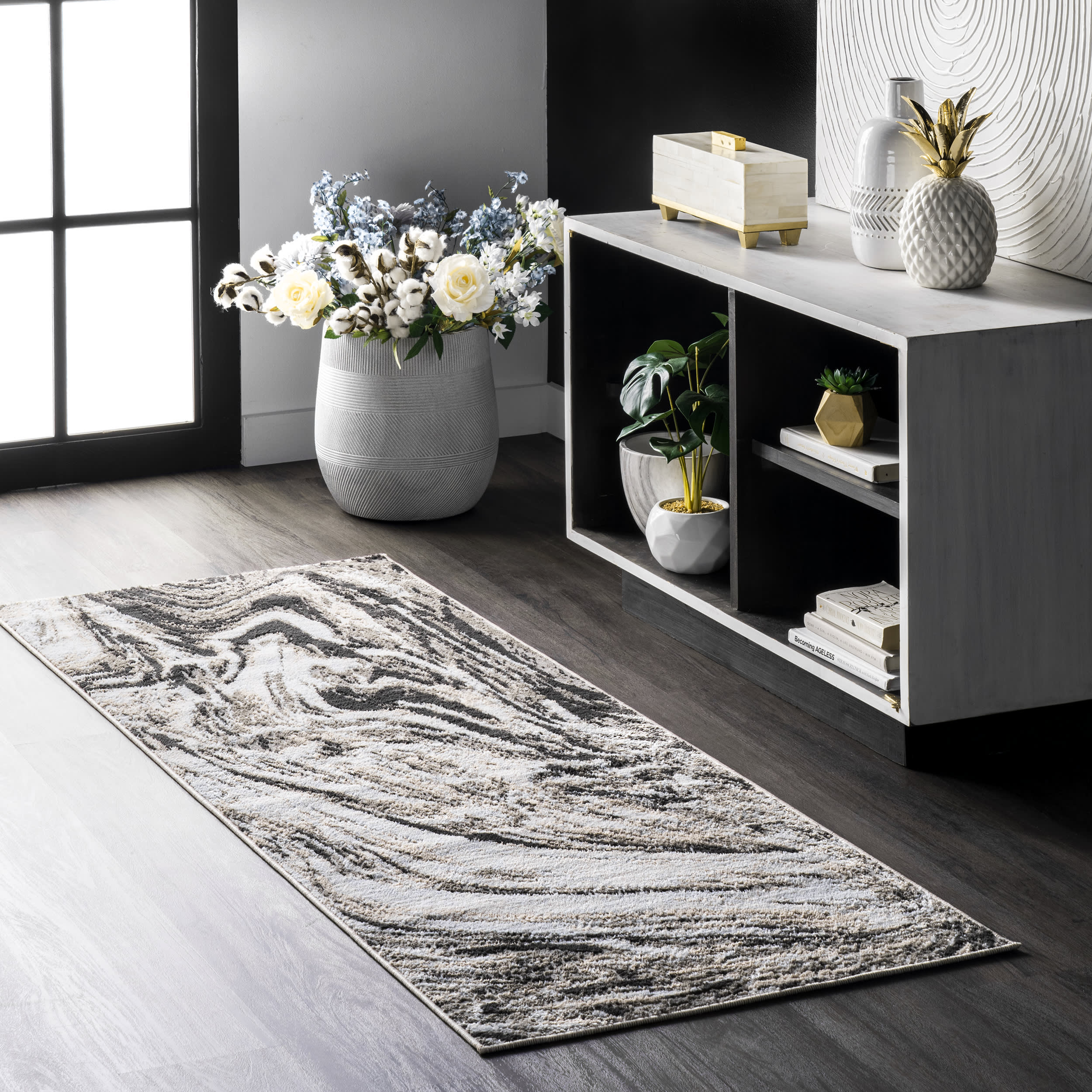 Marbling Art Rug | Grey - Image 2