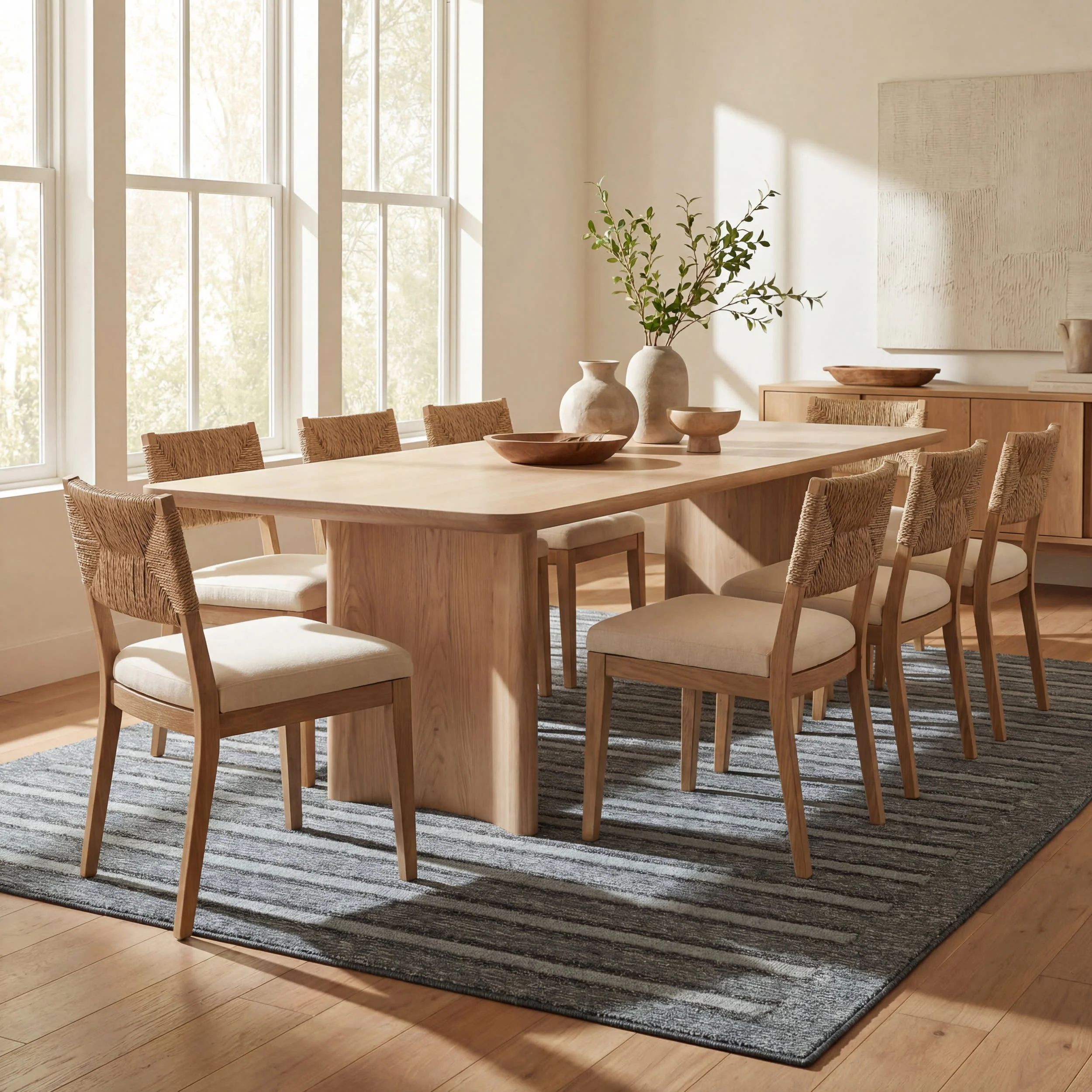 Mare Modern Striped Wool Rug | Blue - Image 7
