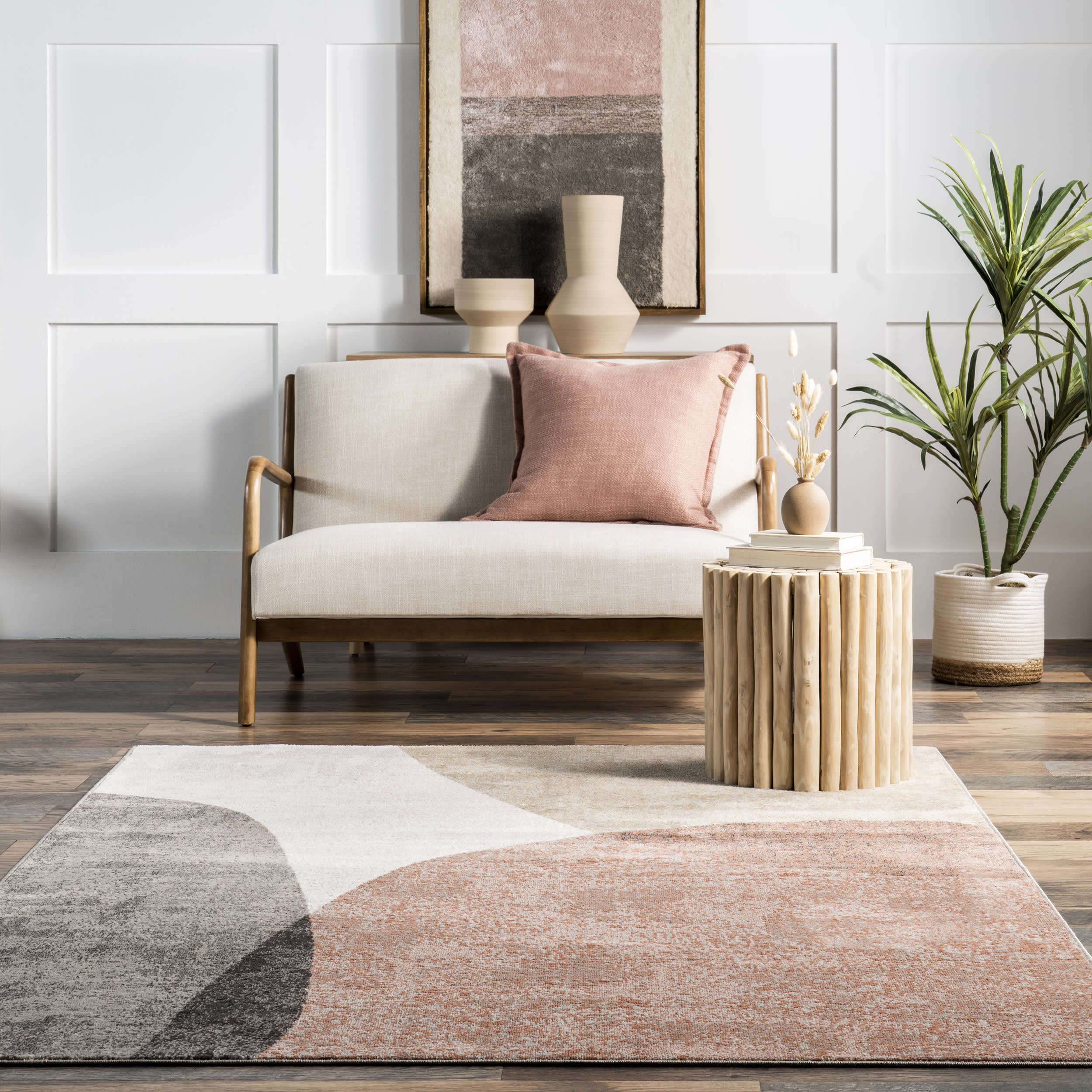 Mareli Abstract Shape Rug | Beige - Image 4