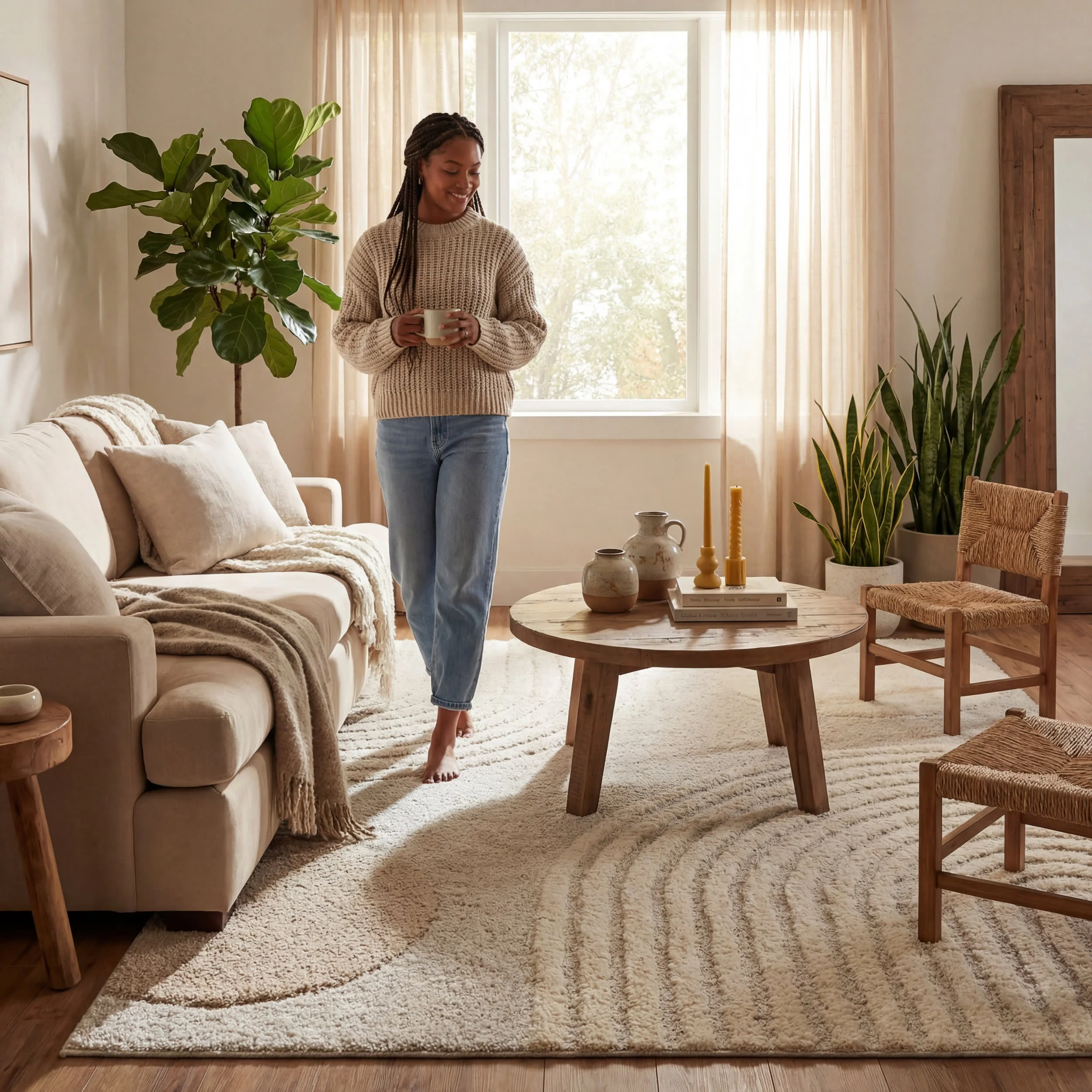 Maren Hazy Swirls Rug | Beige - Image 9