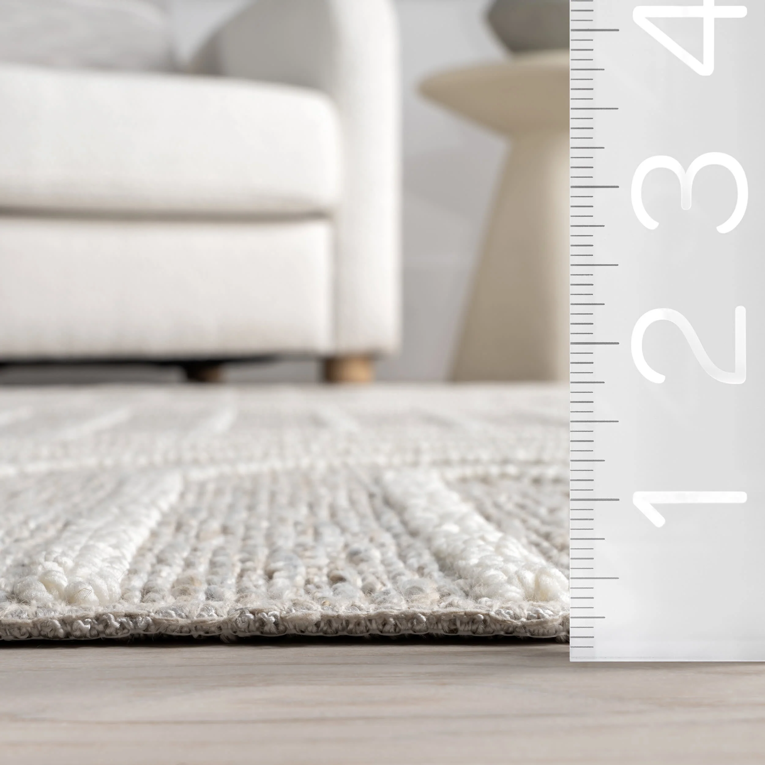 Margareta Geometric Arc Washable Rug | Light Grey - Image 5
