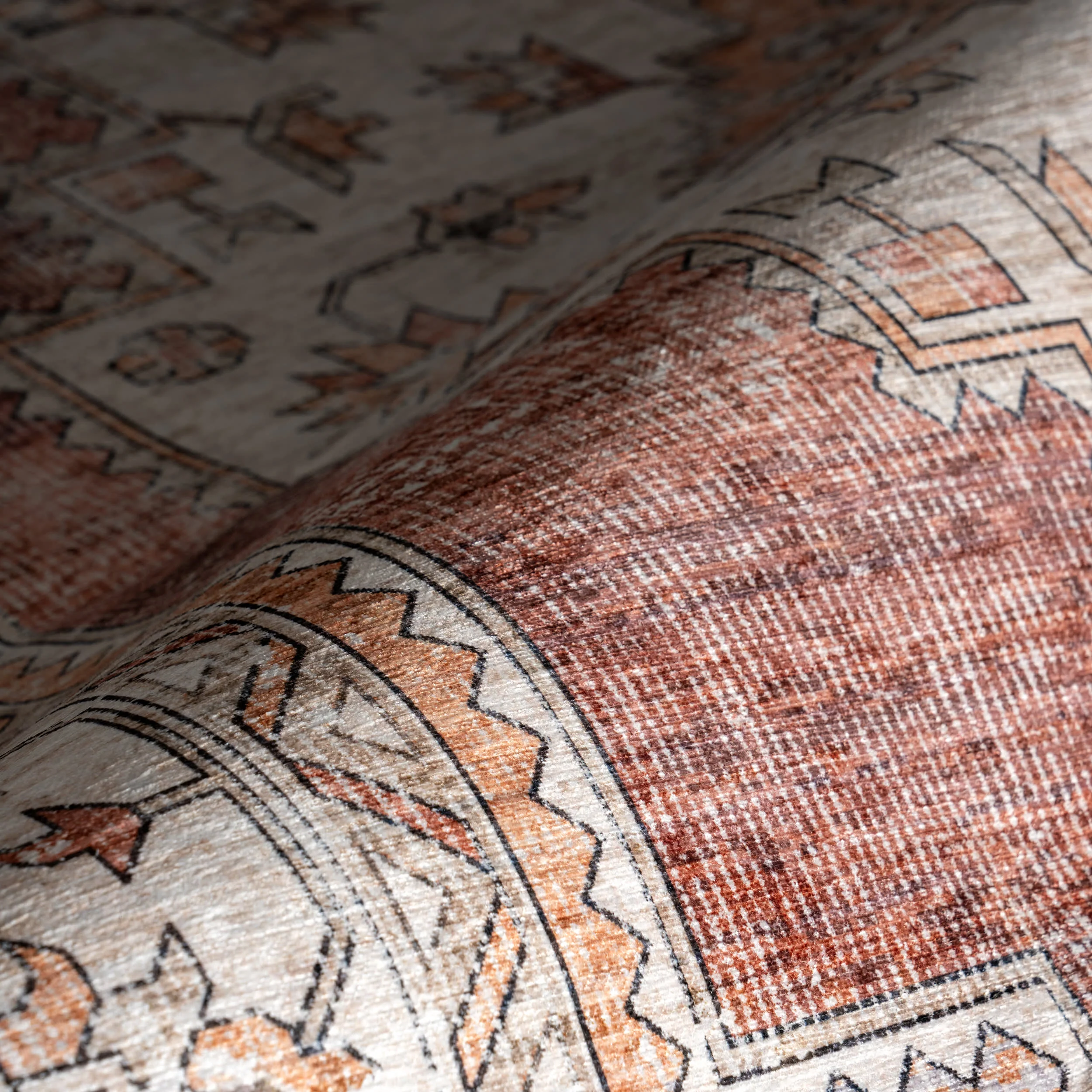 Maria Oasis Medallion Spill Proof Washable Rug | Rust - Image 3