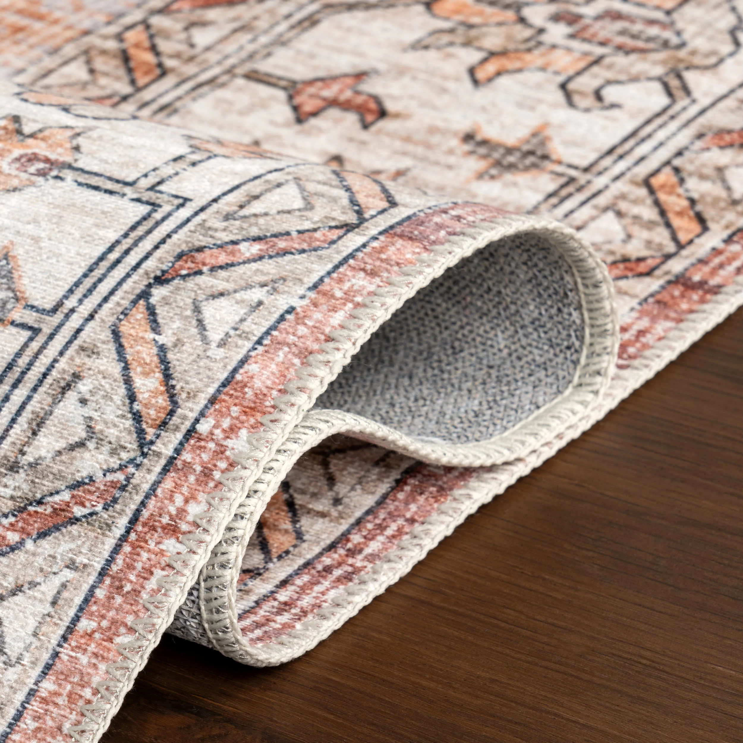 Maria Oasis Medallion Spill Proof Washable Rug | Rust - Image 9
