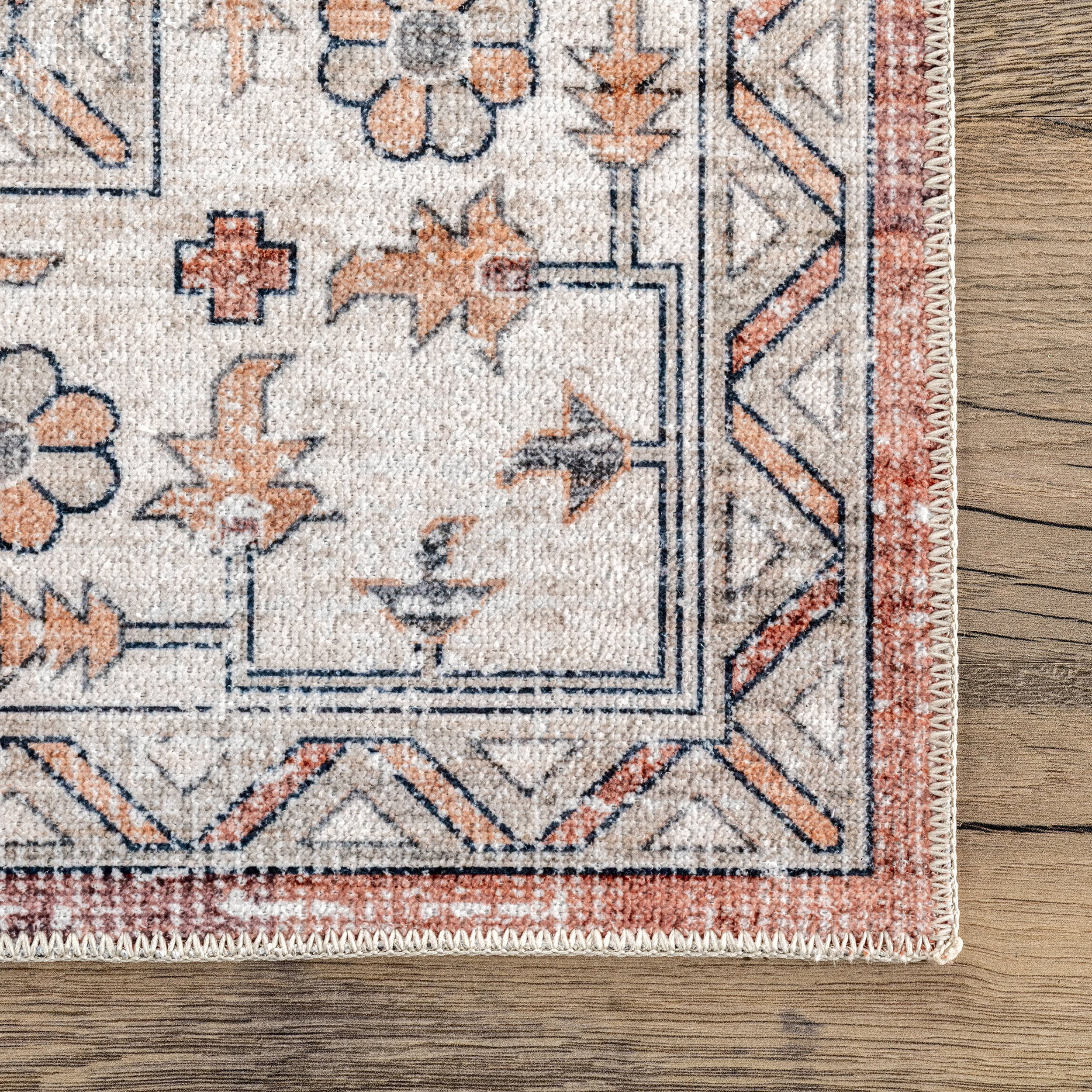 Maria Oasis Medallion Washable Rug | Rust - Image 3