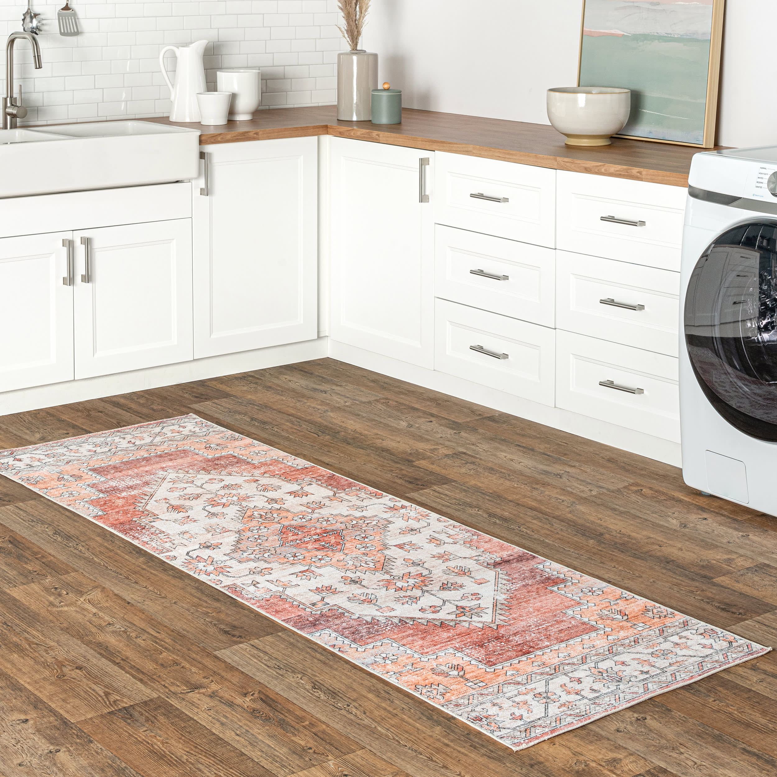Maria Oasis Medallion Washable Rug | Rust - Image 2