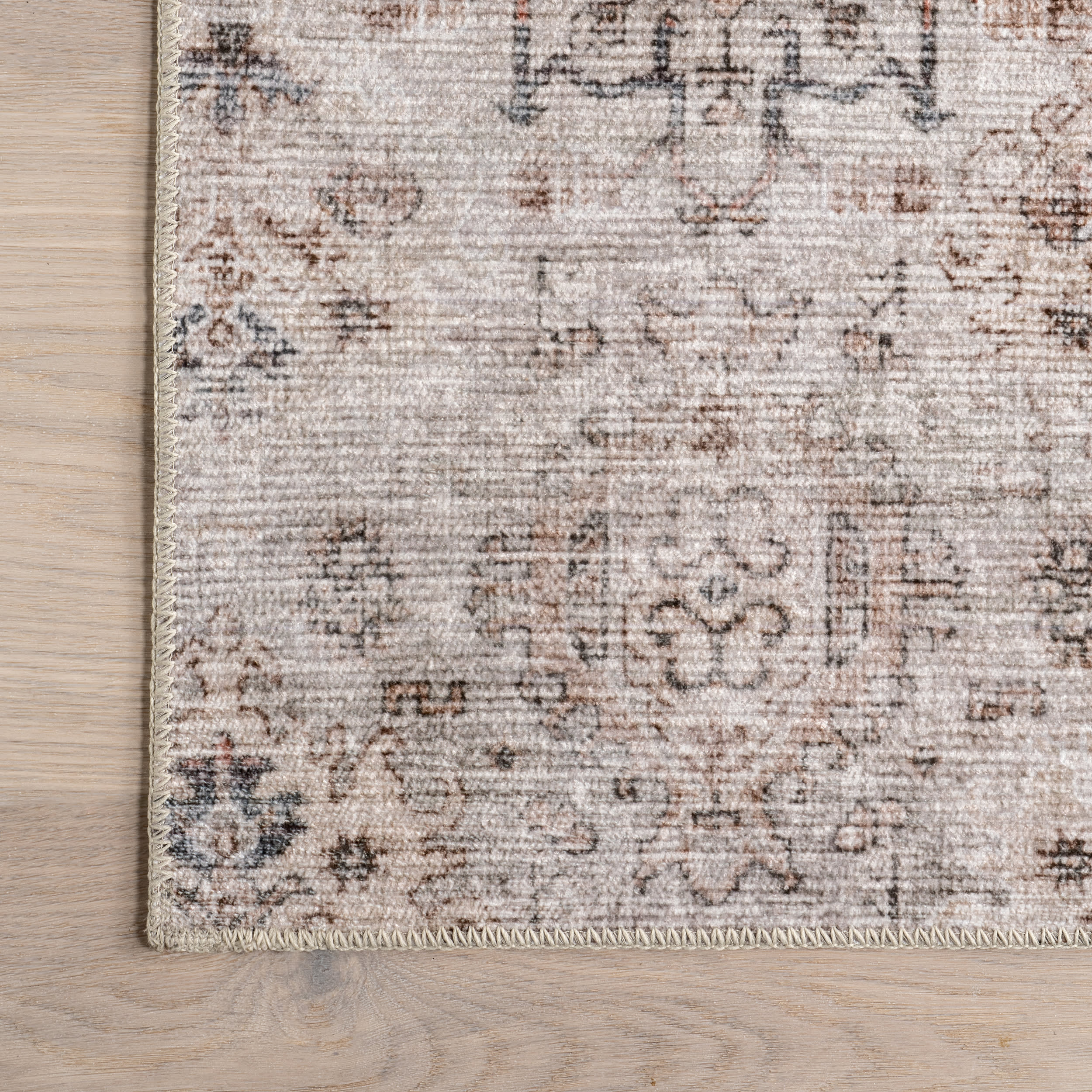Marian Vintage Spill Proof Washable Rug | Light Beige - Image 3