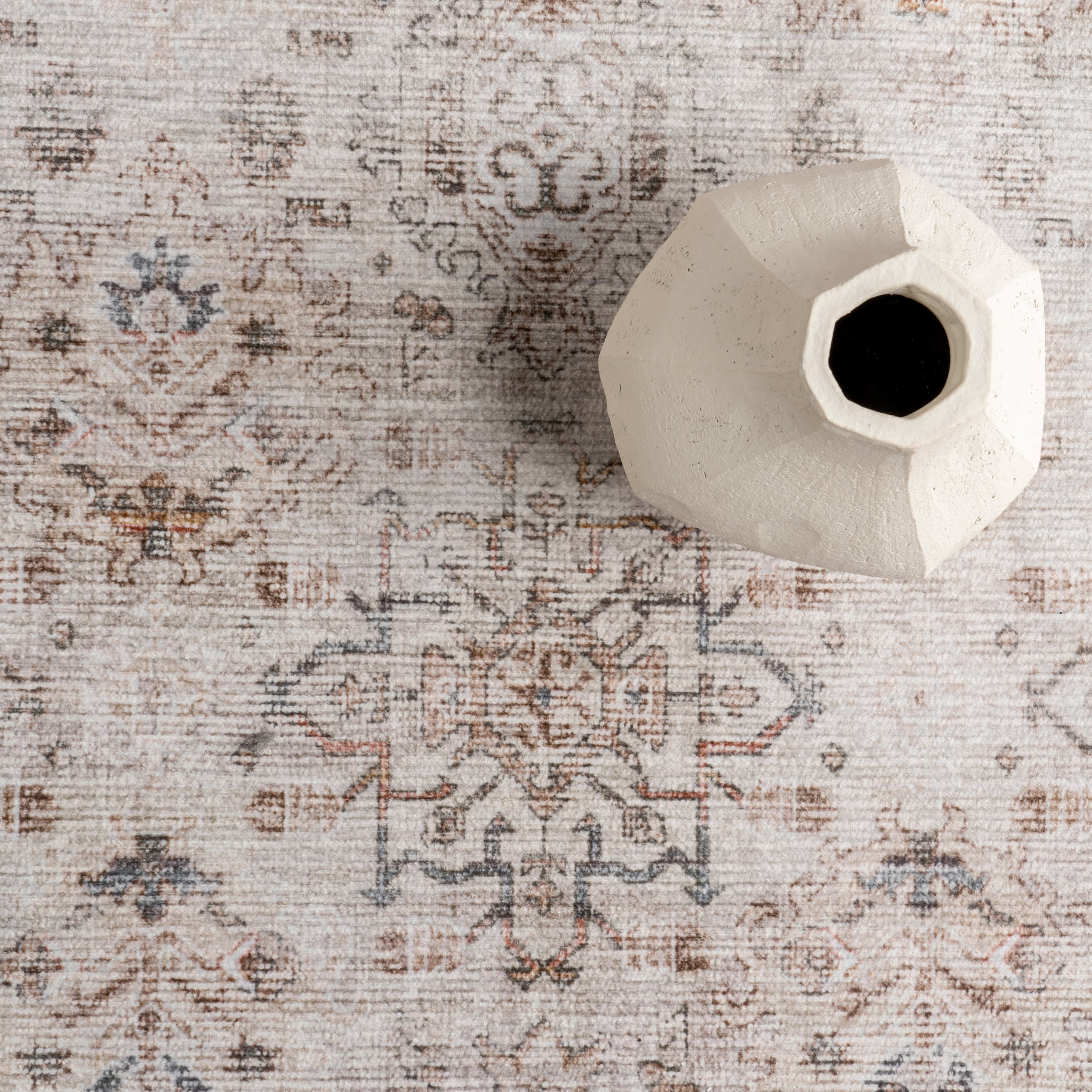 Marian Vintage Spill Proof Washable Rug | Light Beige - Image 7