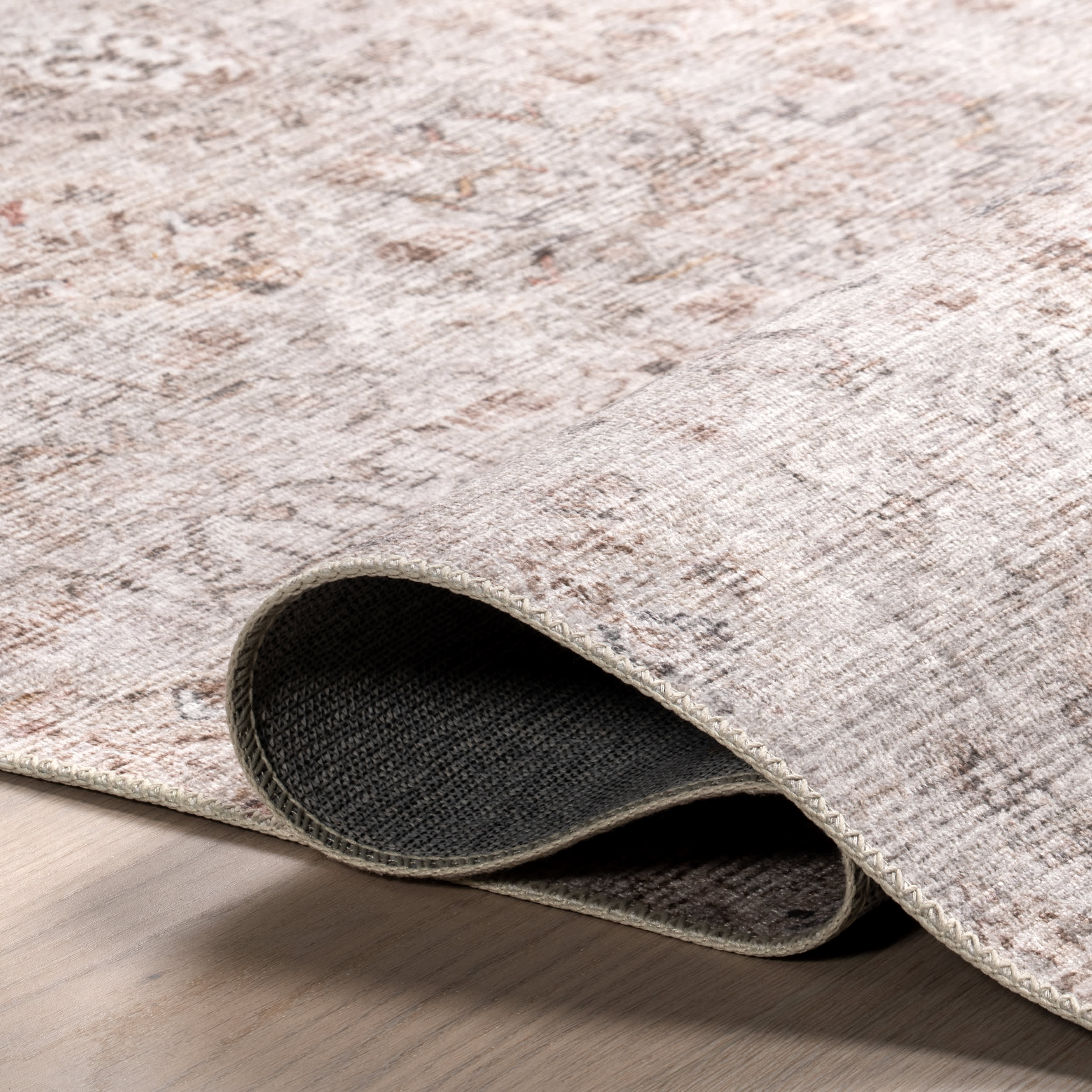 Marian Vintage Spill Proof Washable Rug | Light Beige - Image 8
