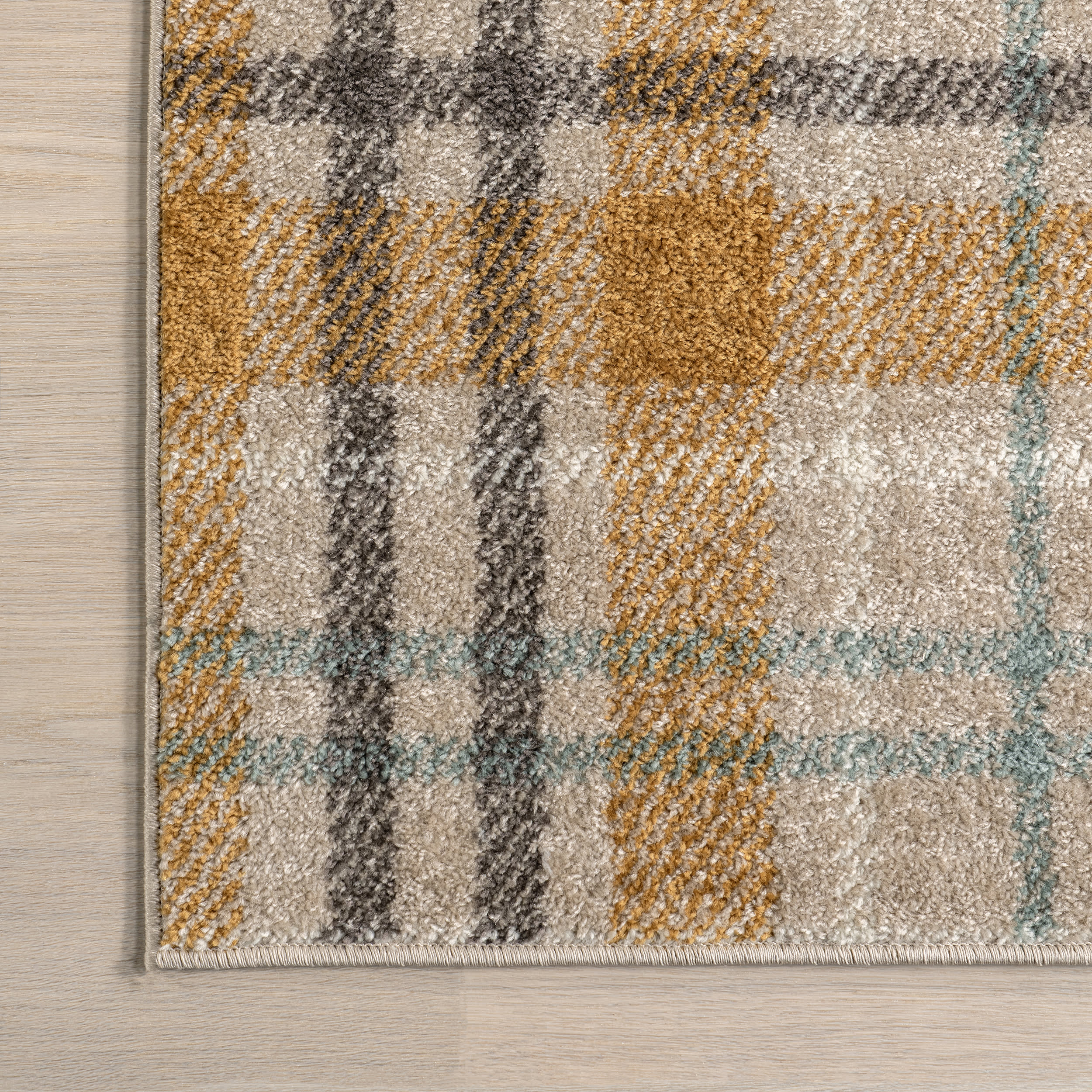 Maribel Plaid Rug | Orange And Grey - Image 3